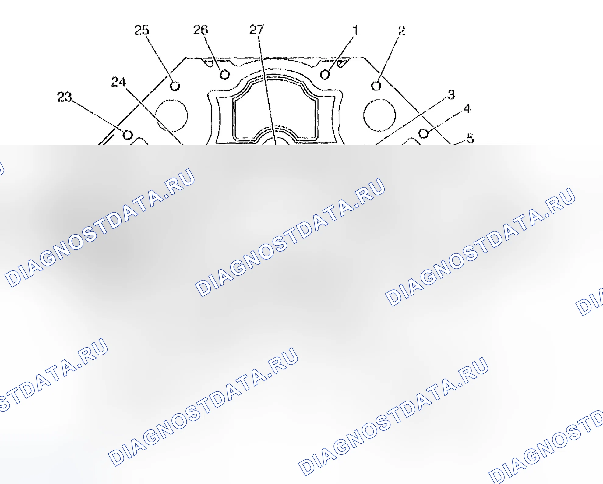 Рис. 2: Блок двигателя - вид спереди. Chevrolet TrailBlazer I