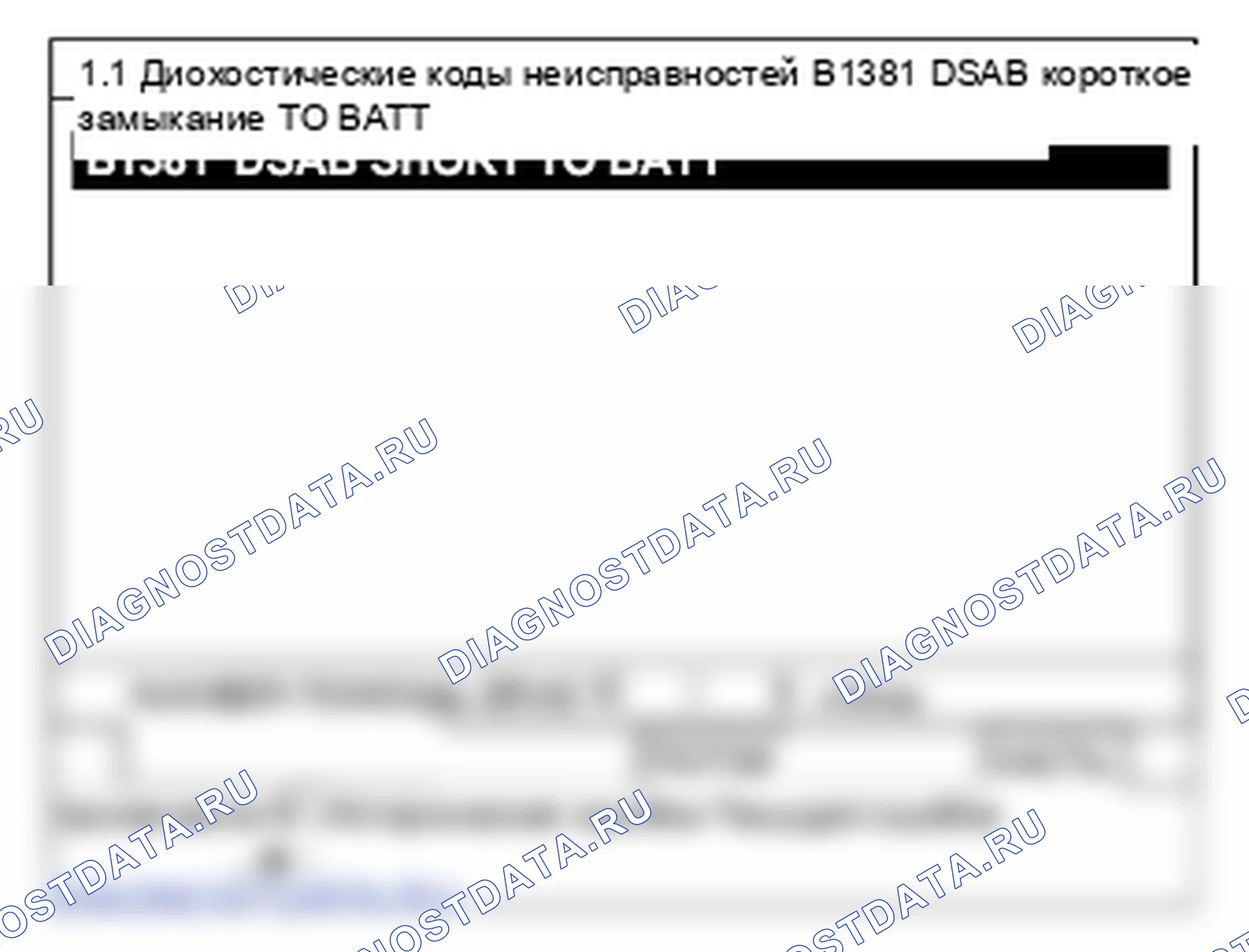 B1381: Боковая подушка безопасности спереди - цепь сопротивления водителя короткое замыкание на питание. Hyundai Santa Fe CM