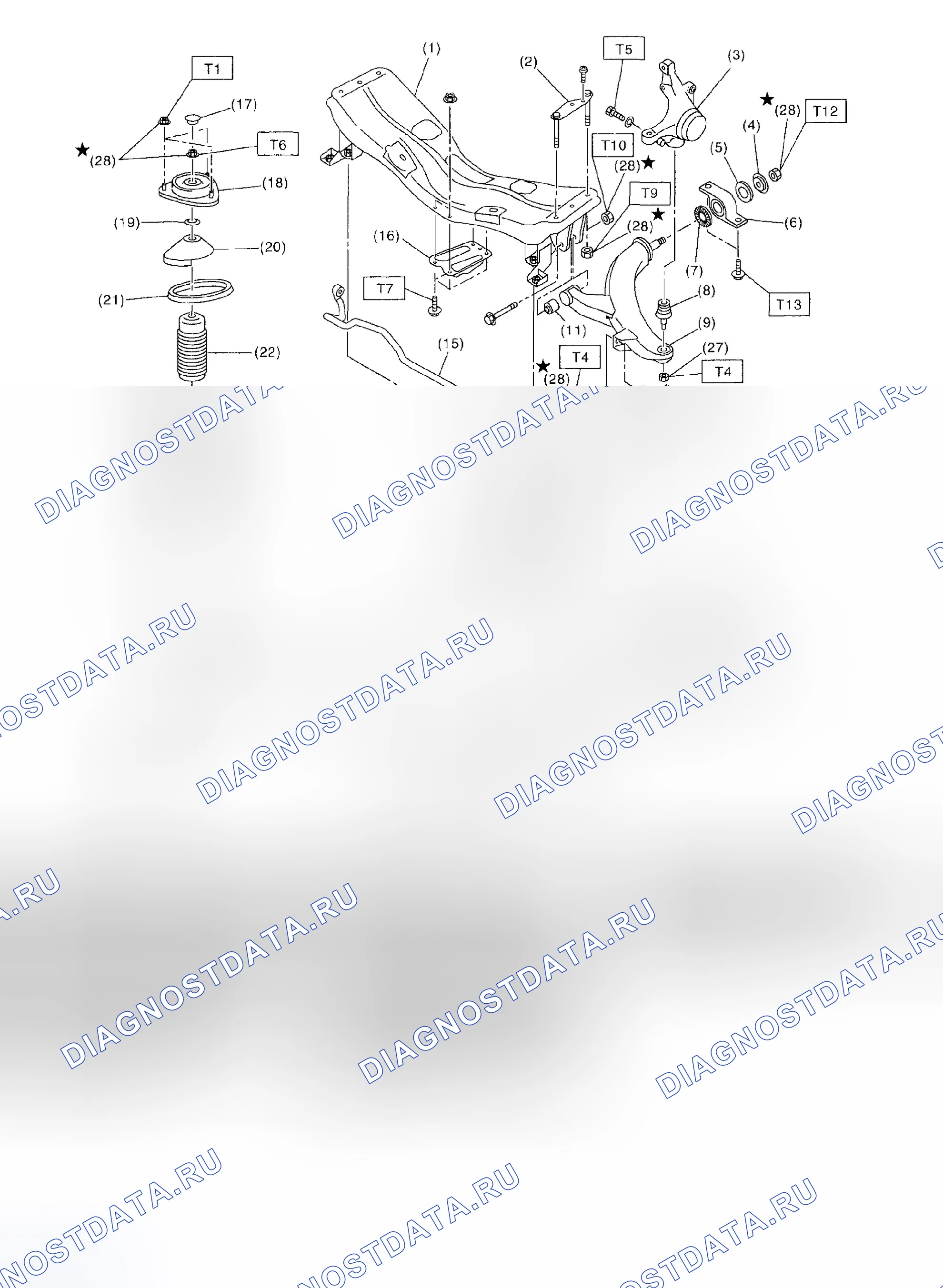 Рис. 3: ПЕРЕДНЯЯ ПОДВЕСКА. Subaru Forester SG