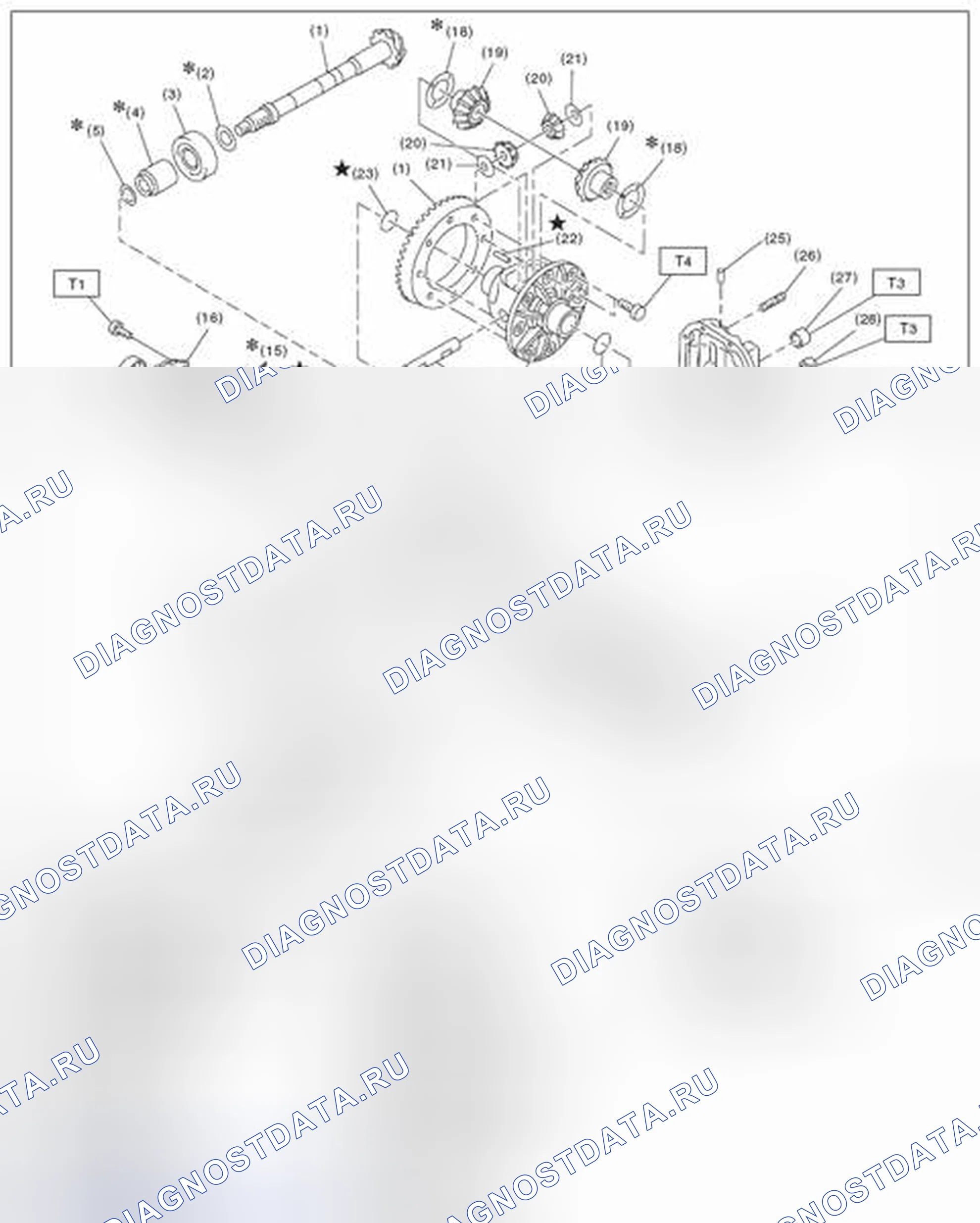 Рис. 178: ЗАДНИЙ ДИФФЕРЕНЦИАЛ (T-TYPE (B2)). Subaru Impreza GK