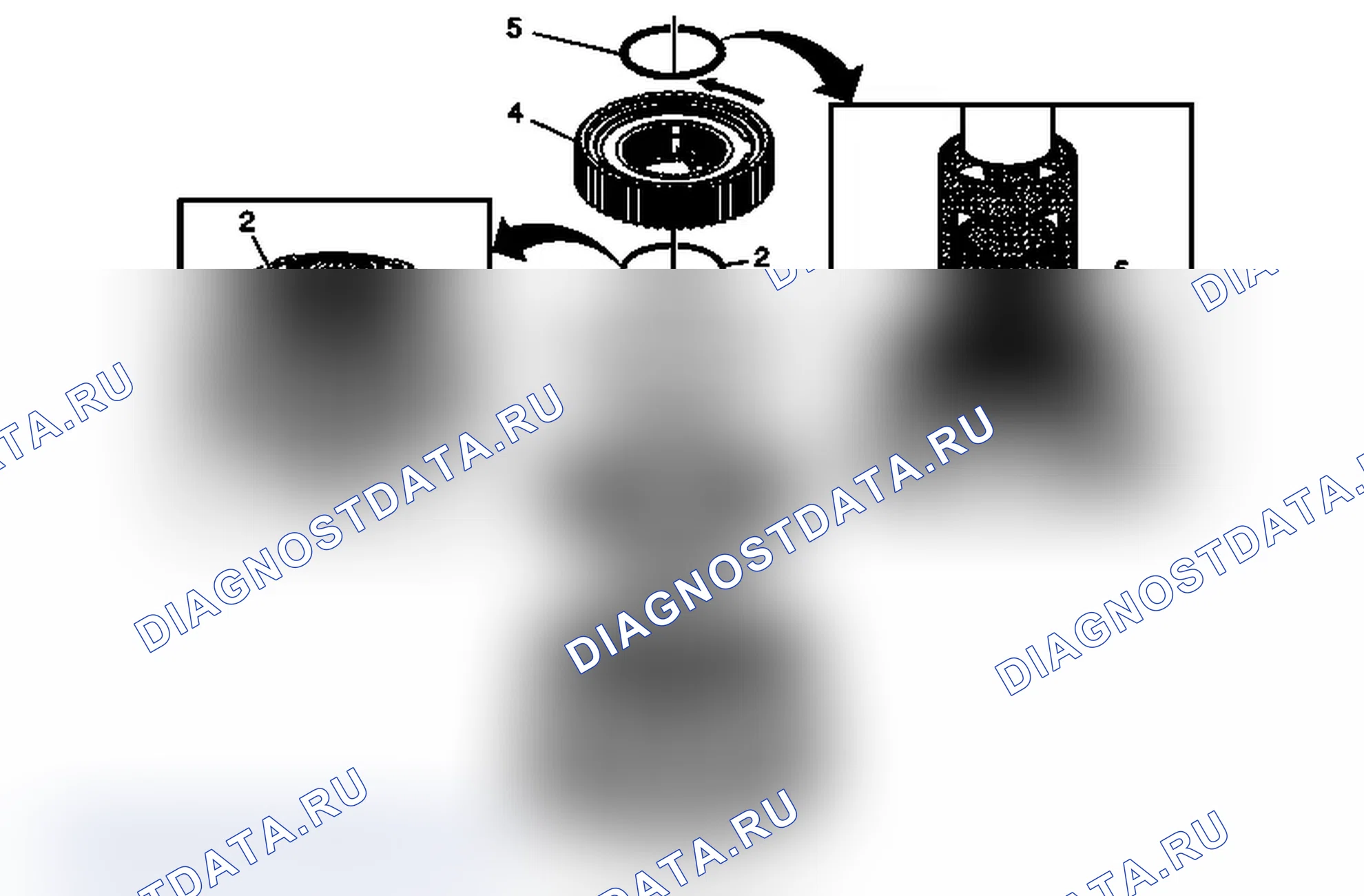 Рис. 260: Установка поршня сцепления низкого и заднего хода. Chevrolet Express G1500 