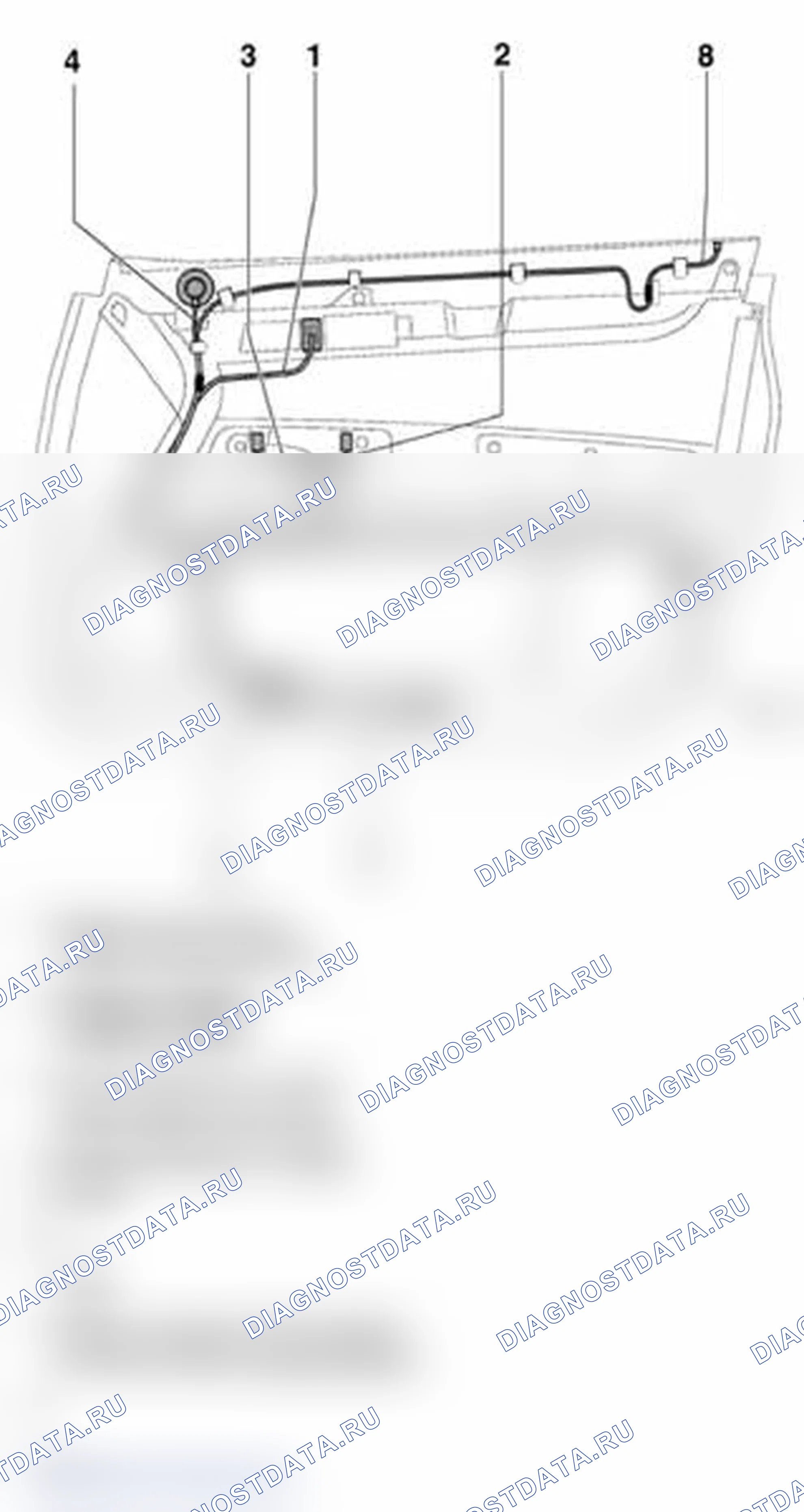 Рис. 1: Прокладка кабеля и отделка дверей, обзор сборки. Audi A4 B6