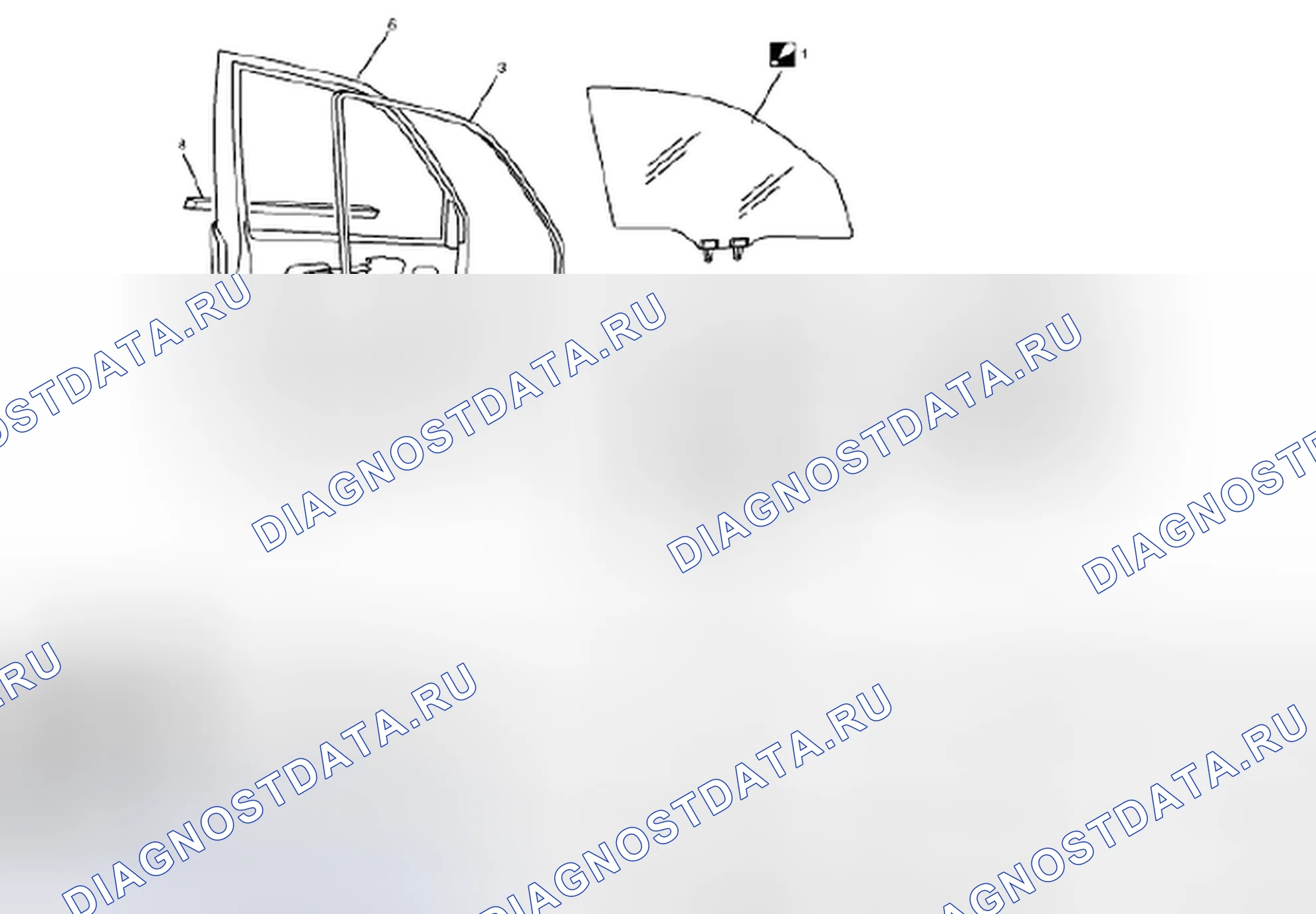 Рис. 32: Компоненты окна передней двери. Suzuki Grand Vitara II