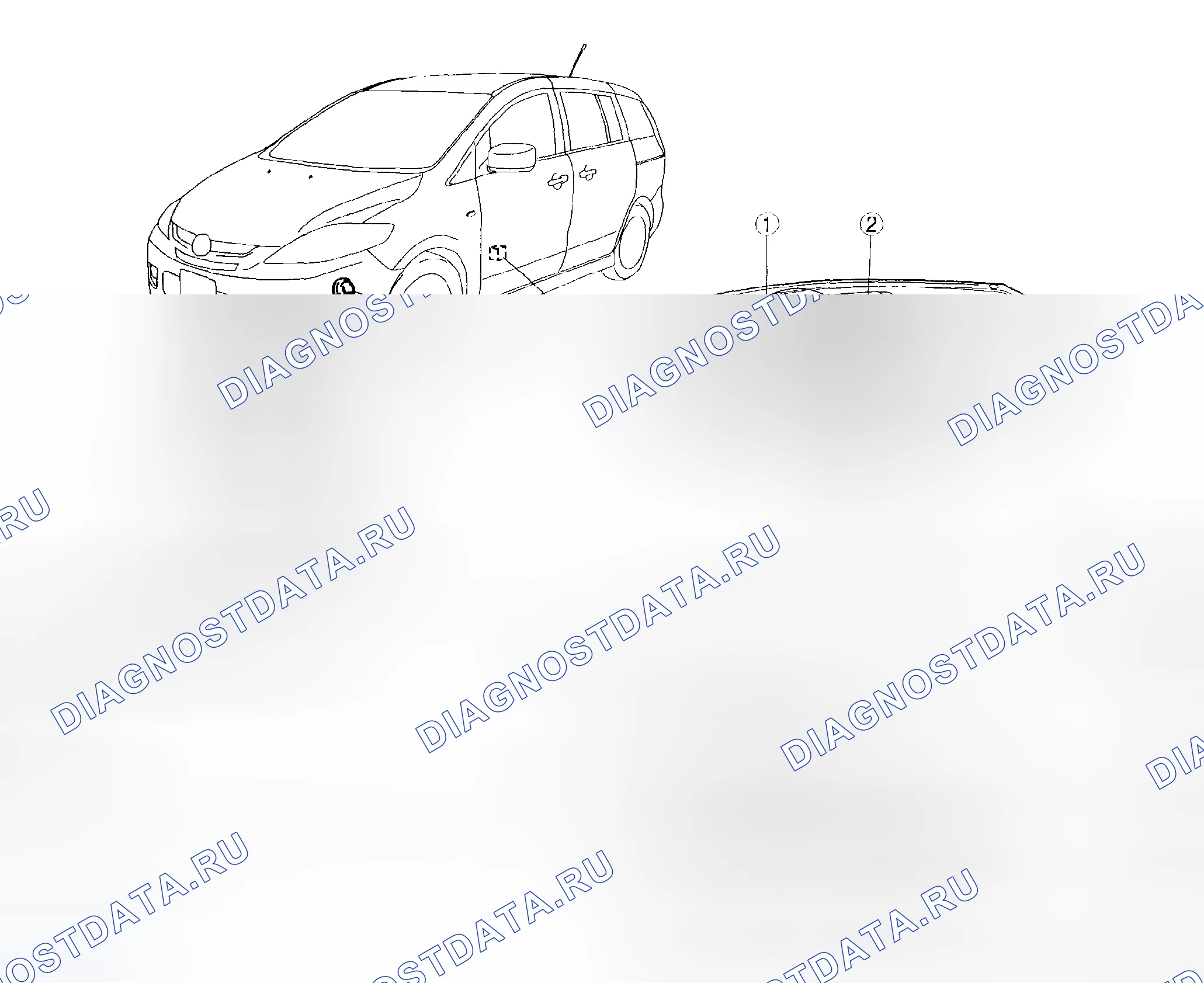 Рис. 1: УКАЗАТЕЛЬ МЕСТОПОЛОЖЕНИЯ КИП / ДРАЙВЕРА. Mazda 5 I