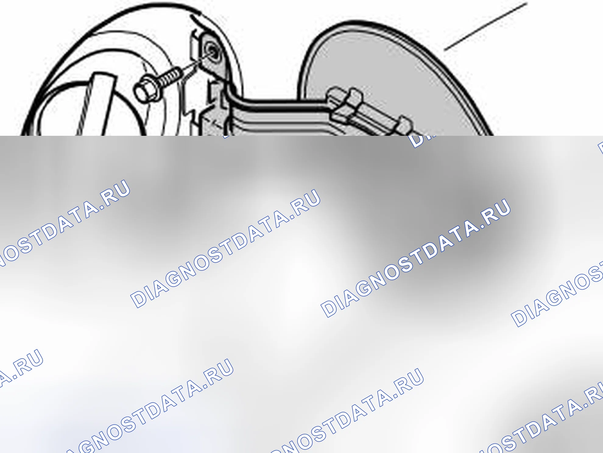 Рис. 836: ДЕМОНТАЖ ЗАСЛОНКИ ЗАЛИВНОЙ ГОРЛОВИНЫ. Volvo S40 II рестайлинг