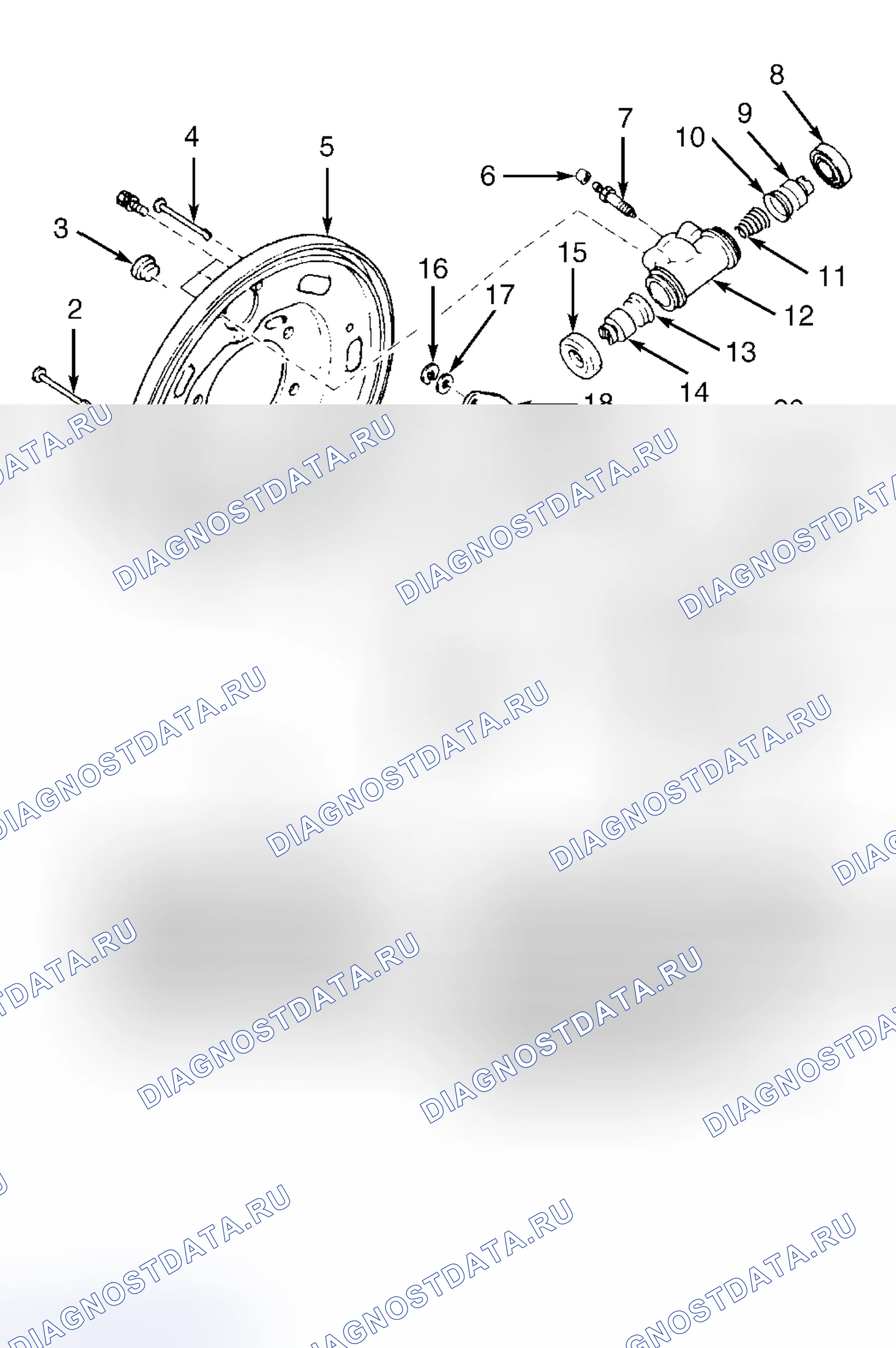 Рис. 61: ЗАДНИЙ БАРАБАННЫЙ ТОРМОЗ В СБОРЕ. Subaru Impreza WRX GD/GG рестайлинг