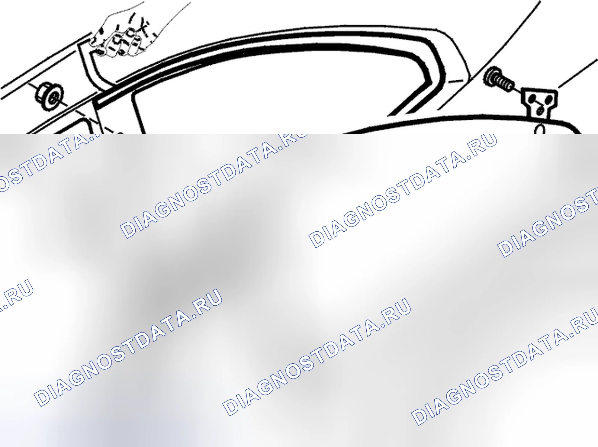 Рис. 34: Удаление внешней полосы заднего бокового окна. Volvo C70 I