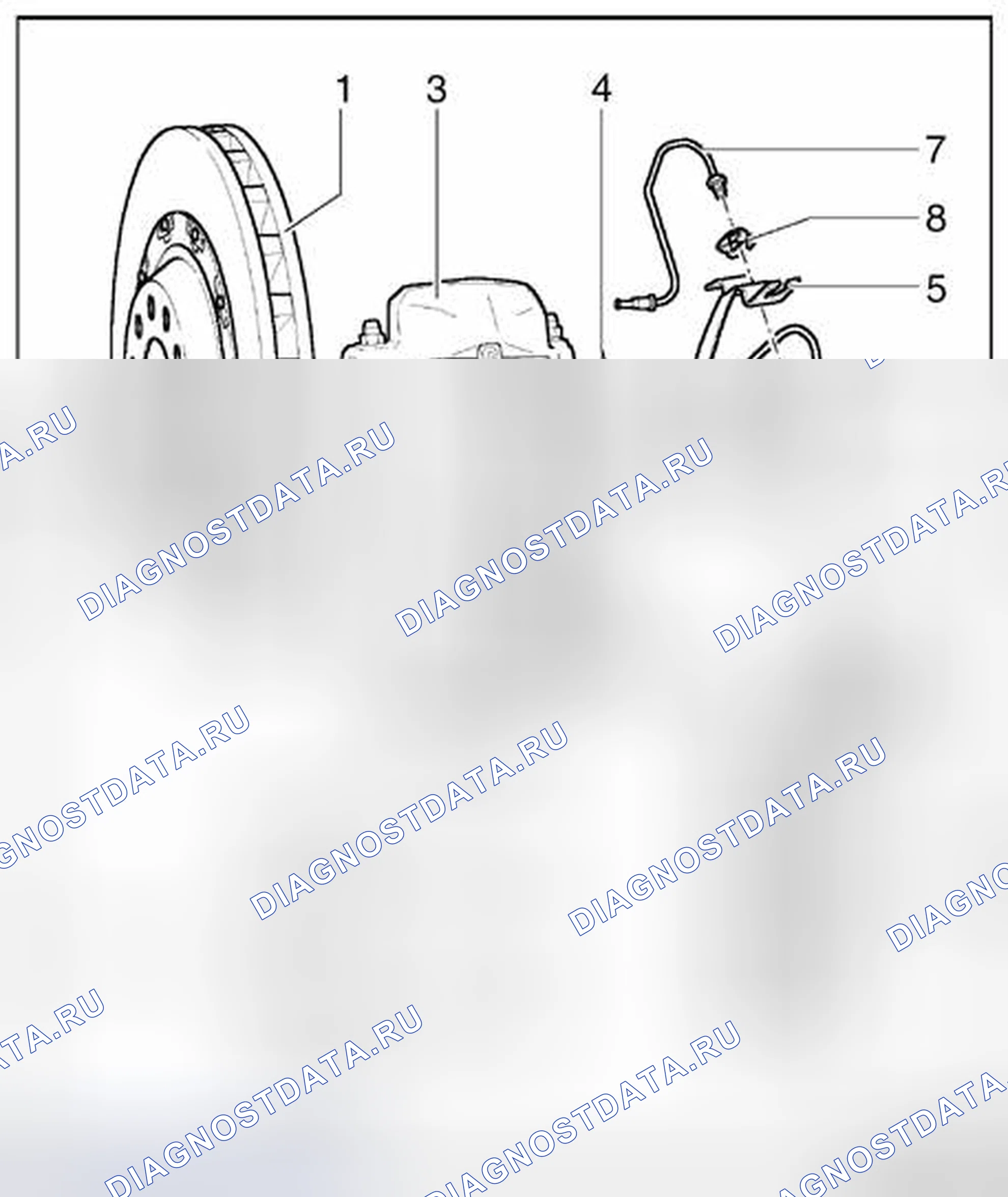 Рис. 53: Передние тормоза, суппорт Brembo 18 дюймов, обслуживание. Volkswagen Phaeton I