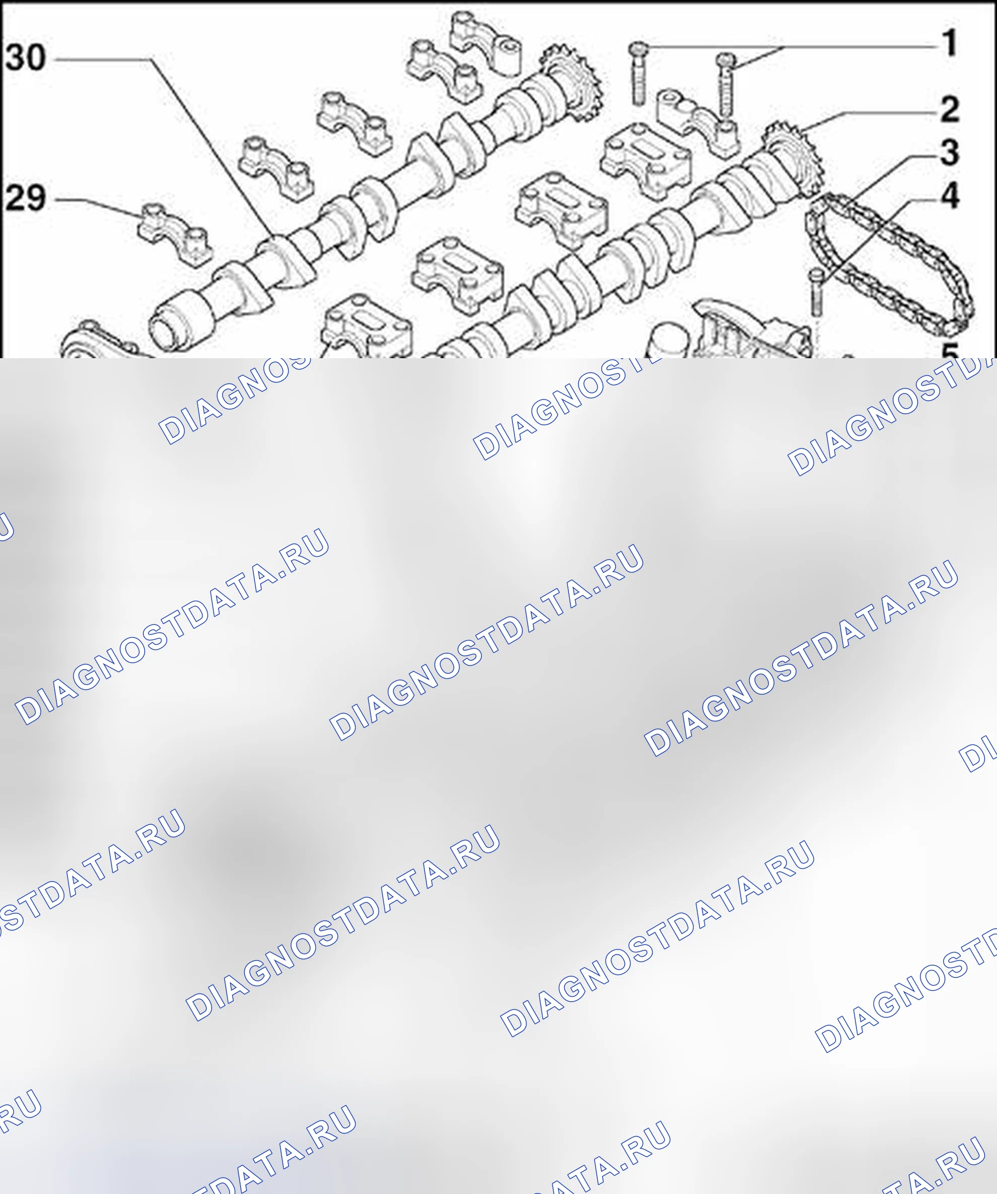 Рис. 106: Valvetrain, обзор сборки. Volkswagen Passat B5
