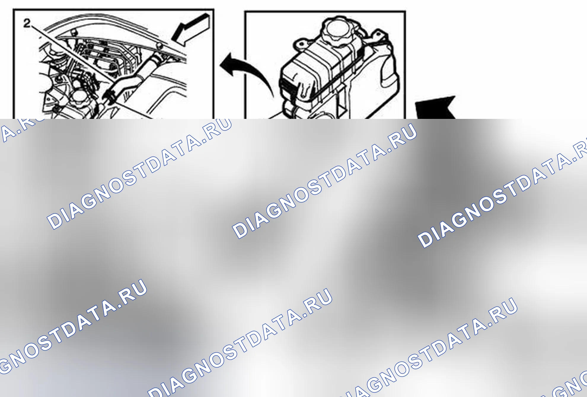 Рис. 33: Замена уравнительного резервуара радиатора (Lfx). Cadillac ATS I