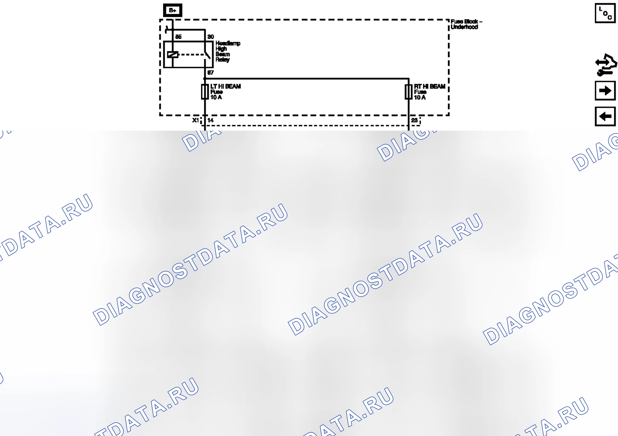 Рис. 49: Предохранители LT HI BEAM и RT HI BEAM. Buick Enclave I