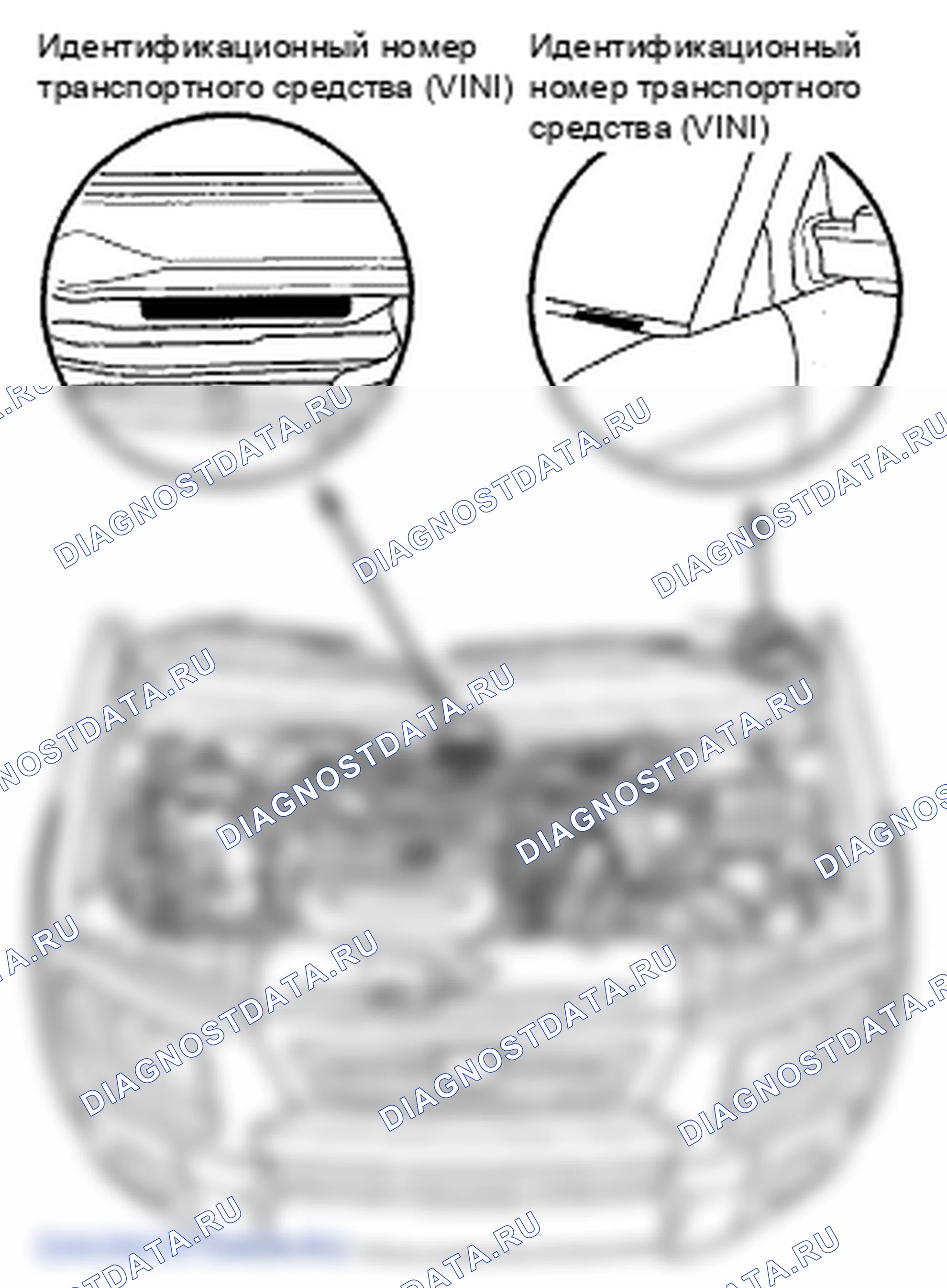 Рис. 20: Расположение идентификационных номеров. Honda Element YH2 рестайлинг