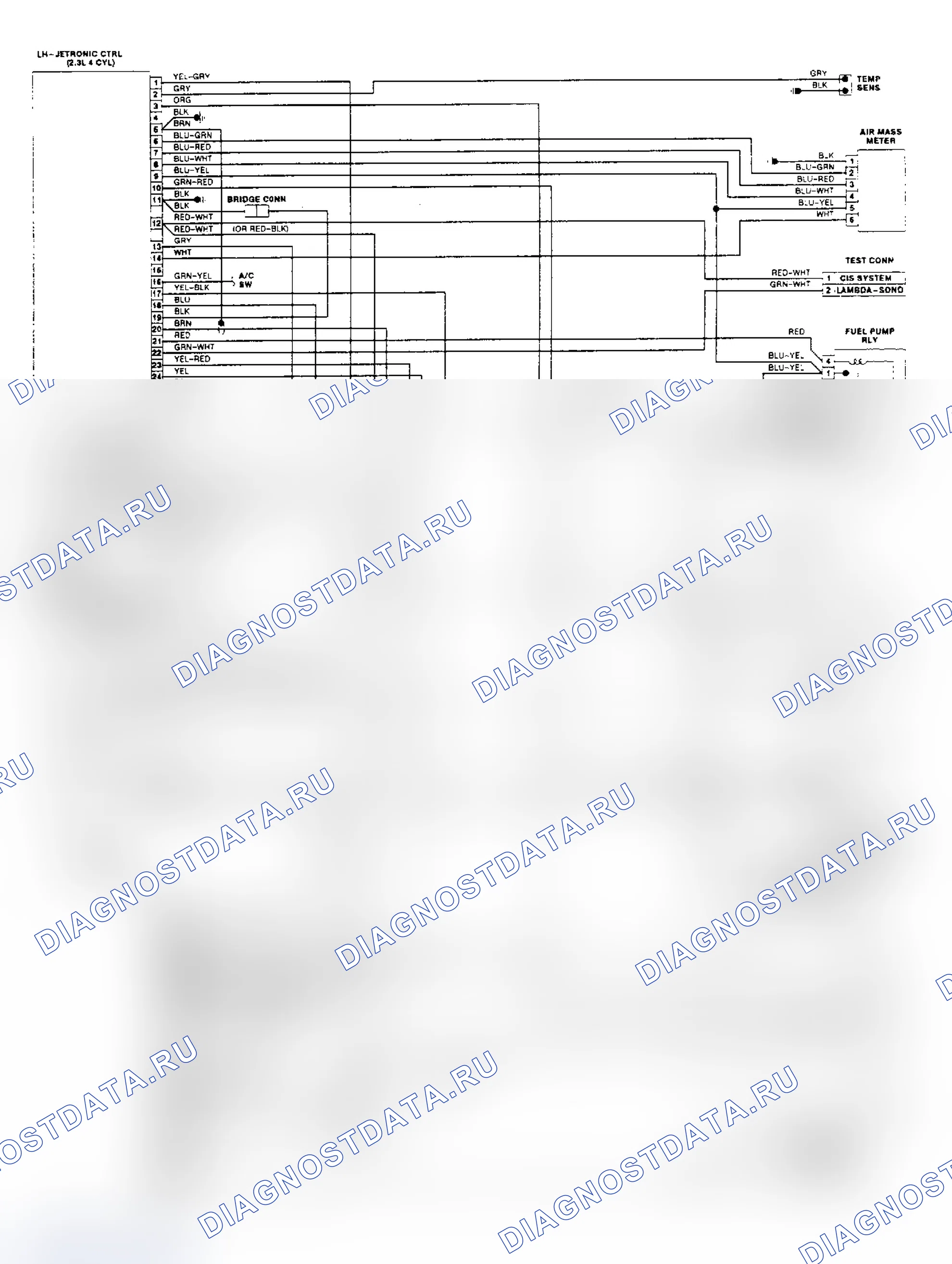 Рис. 13: Схема подключения Volvo 740 Turbo и Non-Turbo 4-цилиндр LH-Jetronic. Volvo 780 I