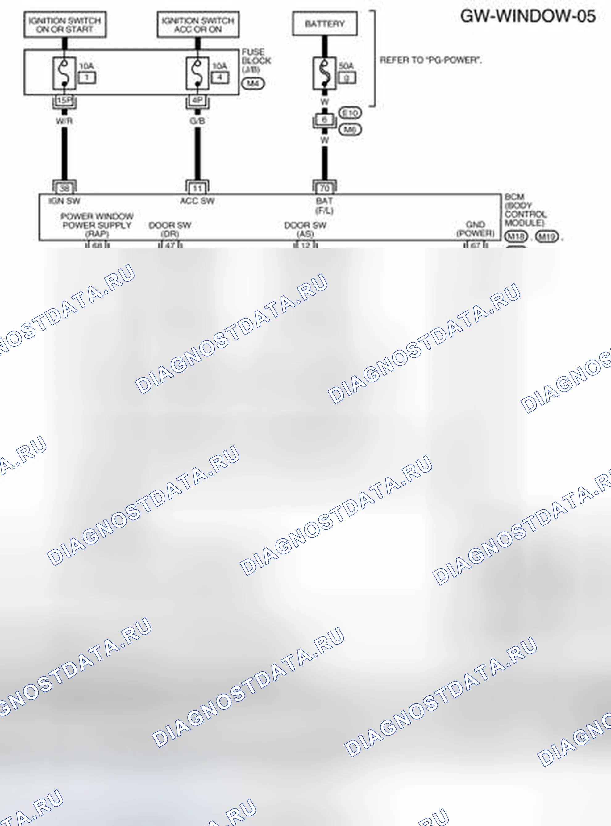 Рис. 18: электросхема - Gw-стекло-05. Nissan Frontier D40