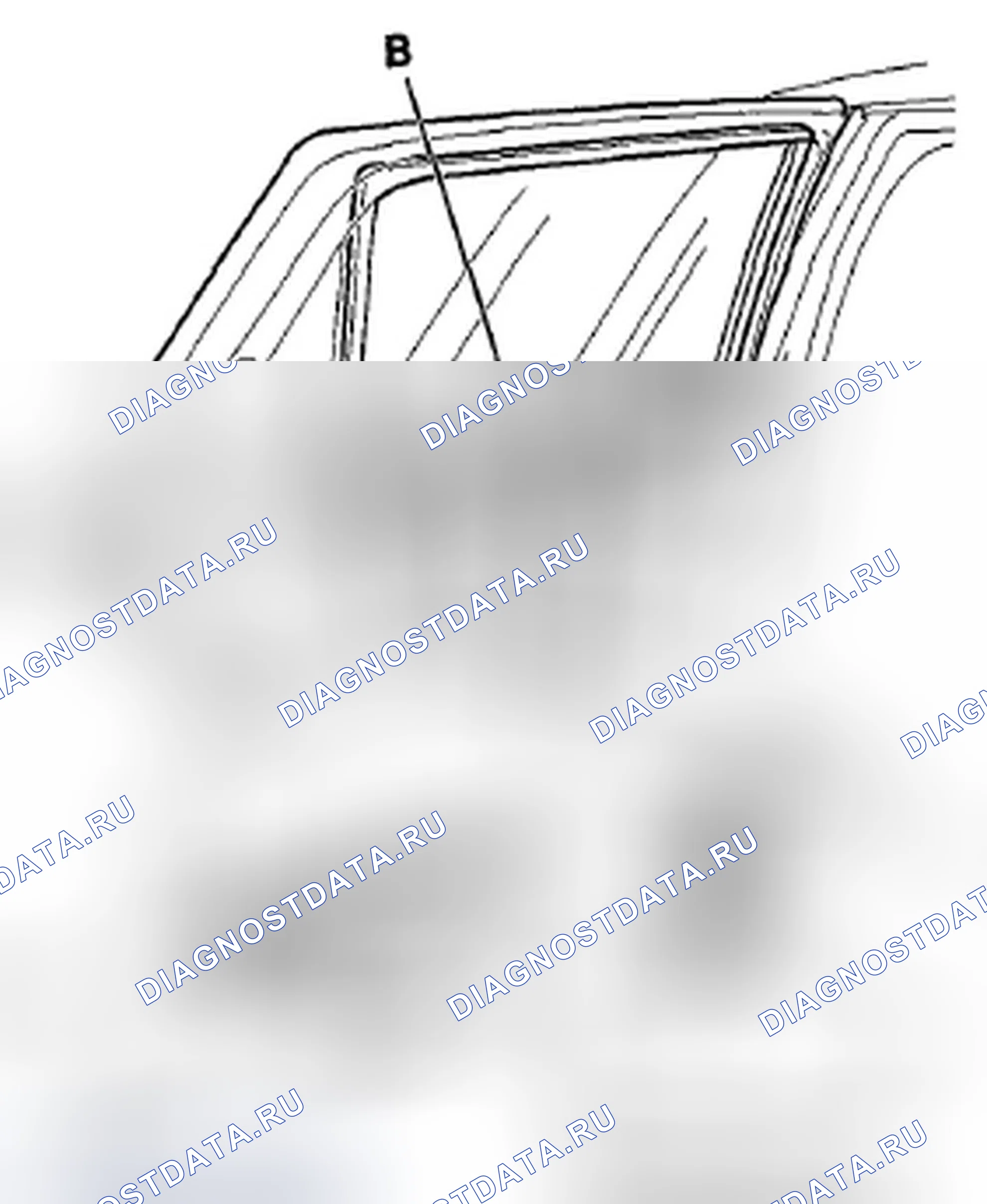 Рис. 347: Замена внешней погодной полосы стекла задней двери - Sport Wagon. Acura TSX II