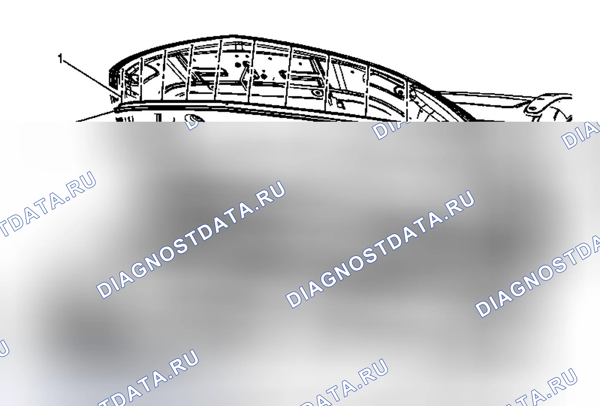 Рис. 133: Замена передней погодной полосы капота (траверса). GMC Acadia I рестайлинг