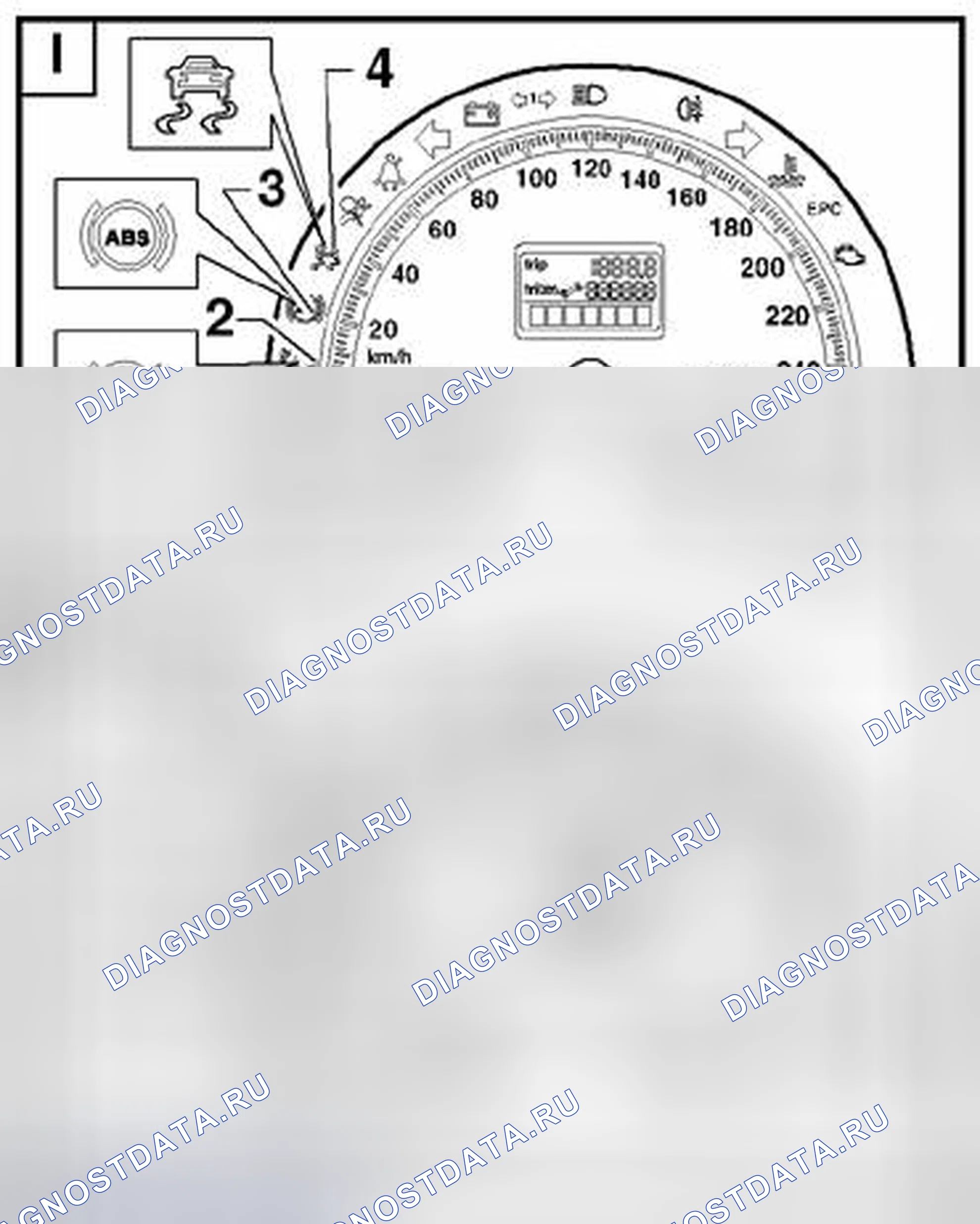 Рис. 67: ABS, тормоз и ASR/ESP предупреждение лампа FAILFUNCTION DISPLAYS, FROM MY 2006. Volkswagen New Beetle A4