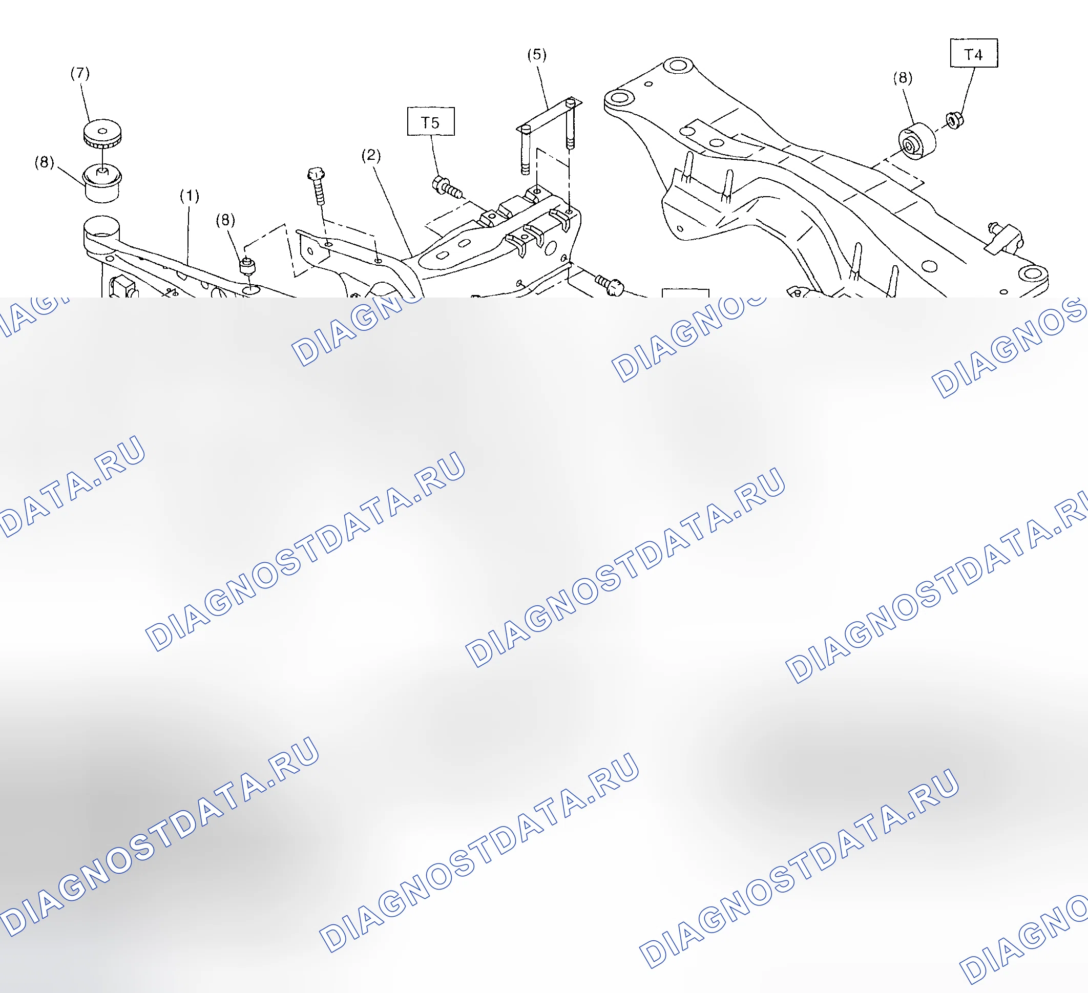 Рис. 97: СИСТЕМА КРЕПЛЕНИЯ ЗАДНЕГО ДИФФЕРЕНЦИАЛА. Subaru Forester SG
