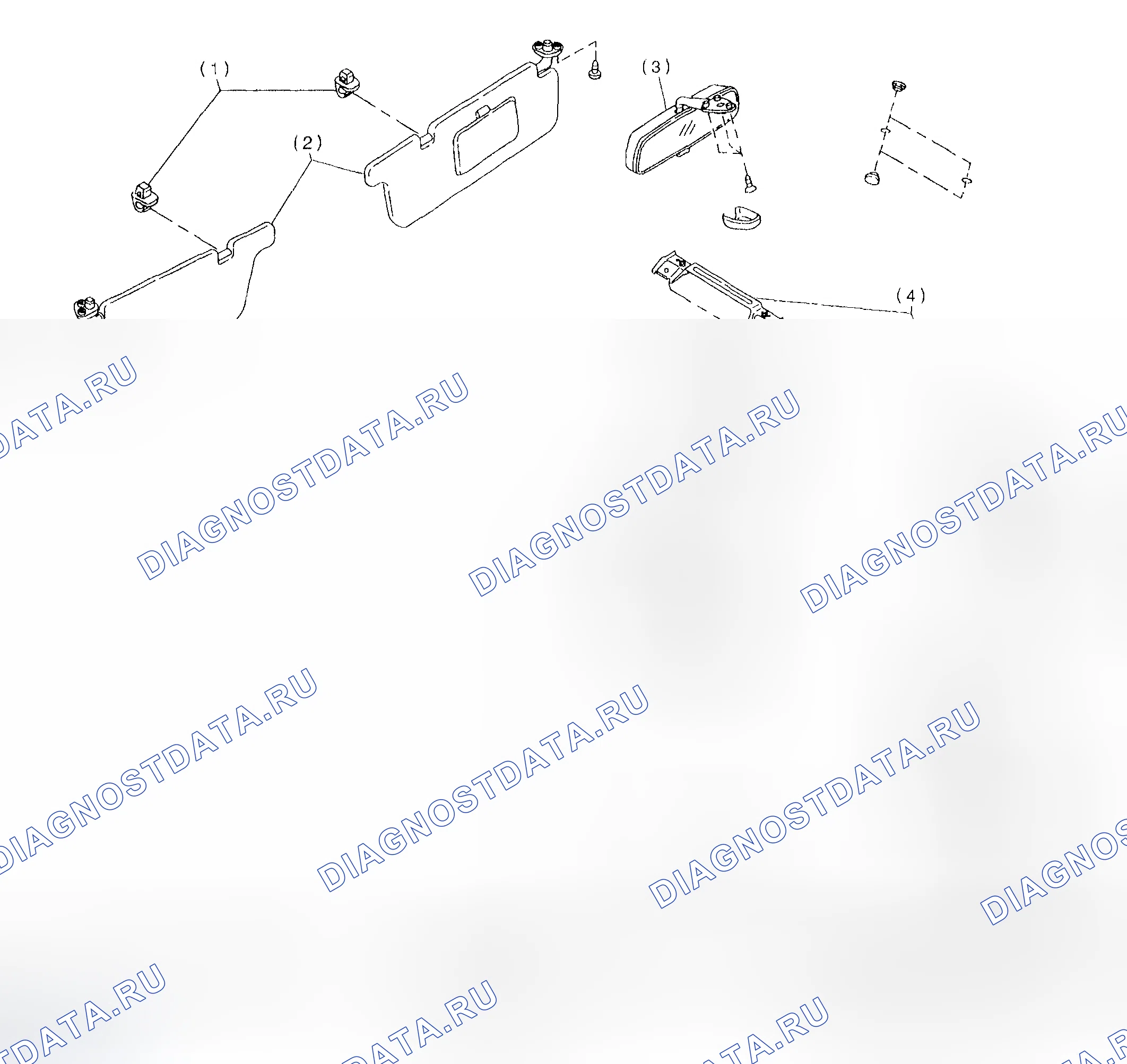Рис. 14: Идентификация внутренних компонентов аксессуаров. Subaru Impreza GD/GC/GG