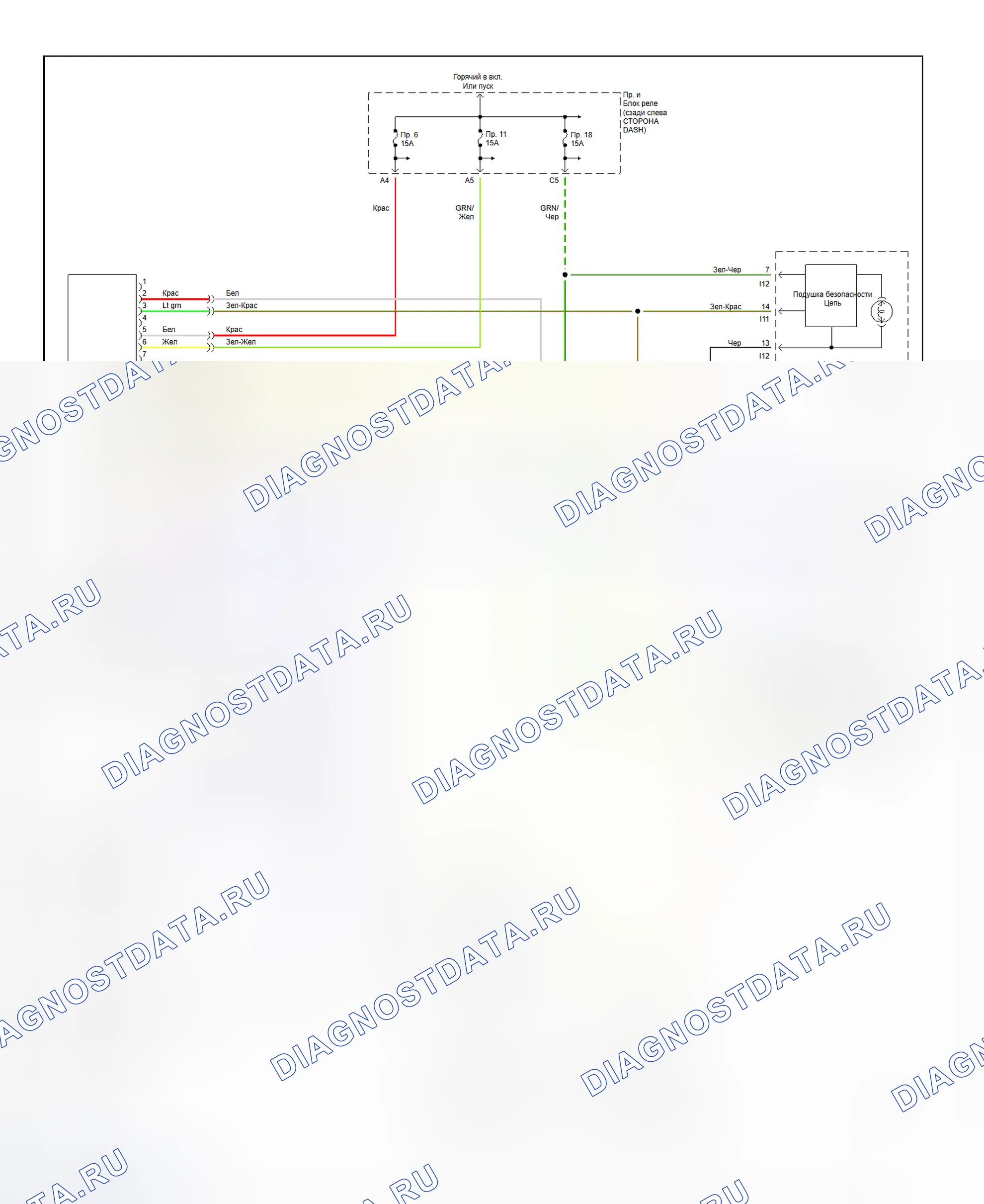 Рис. 1: Схема подключения системы подушек безопасности (Impreza). Subaru Impreza GD/GC/GG
