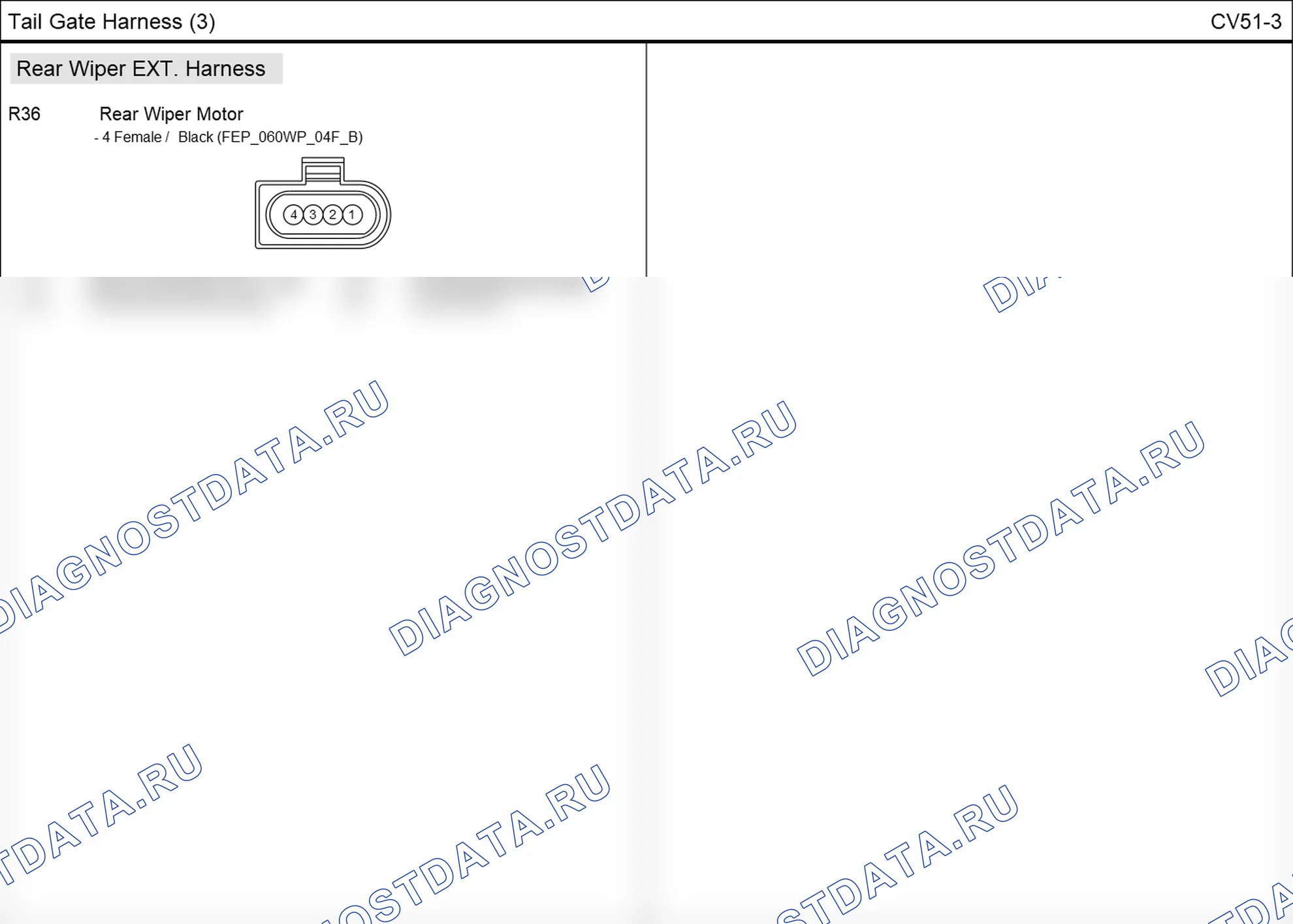 Распиновка разъёма CV51-3 — tail gate harness. Hyundai i20 GB
