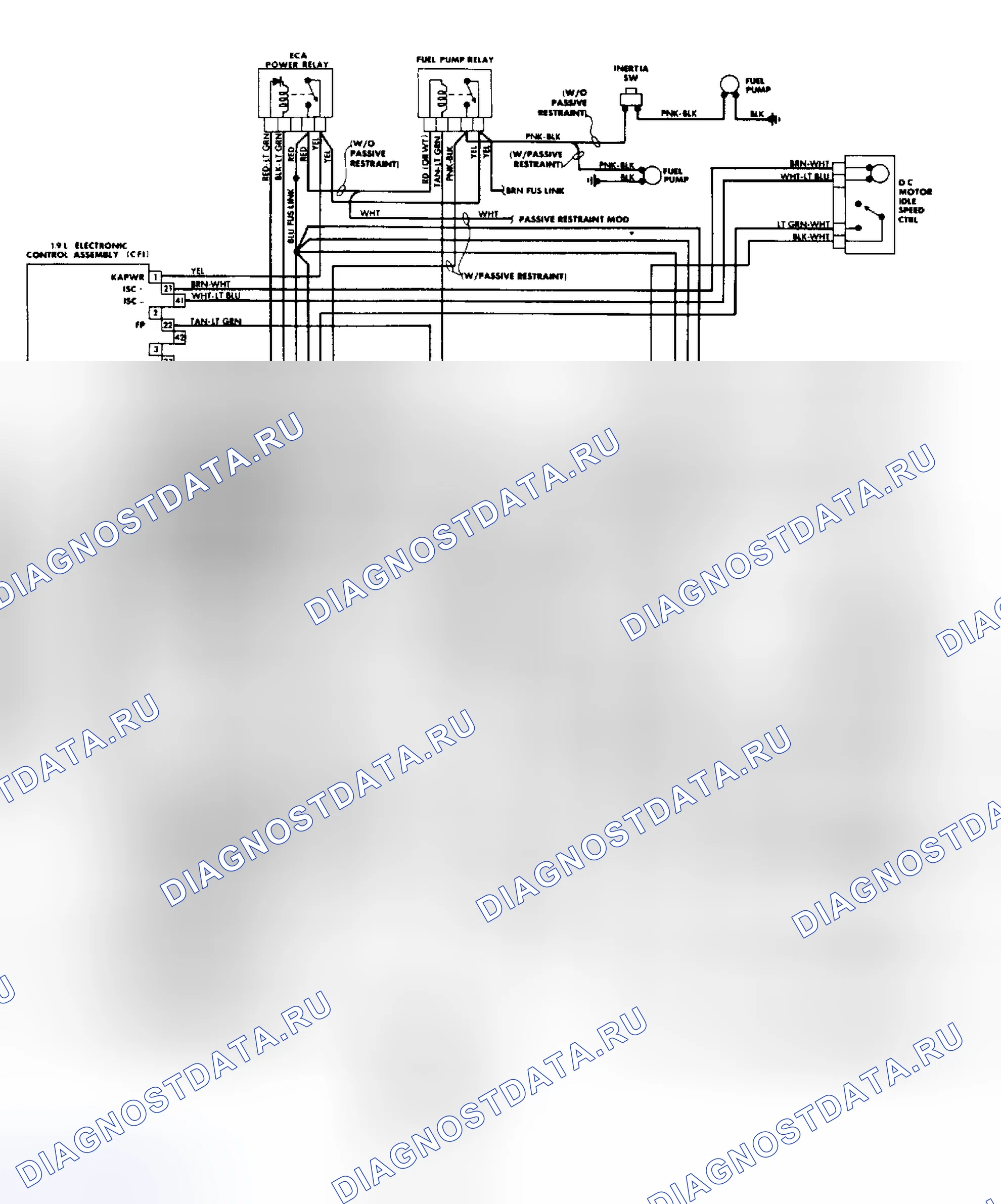 Рис. 121: Схема подключения системы 1.9L Escort CFI. Ford Taurus I