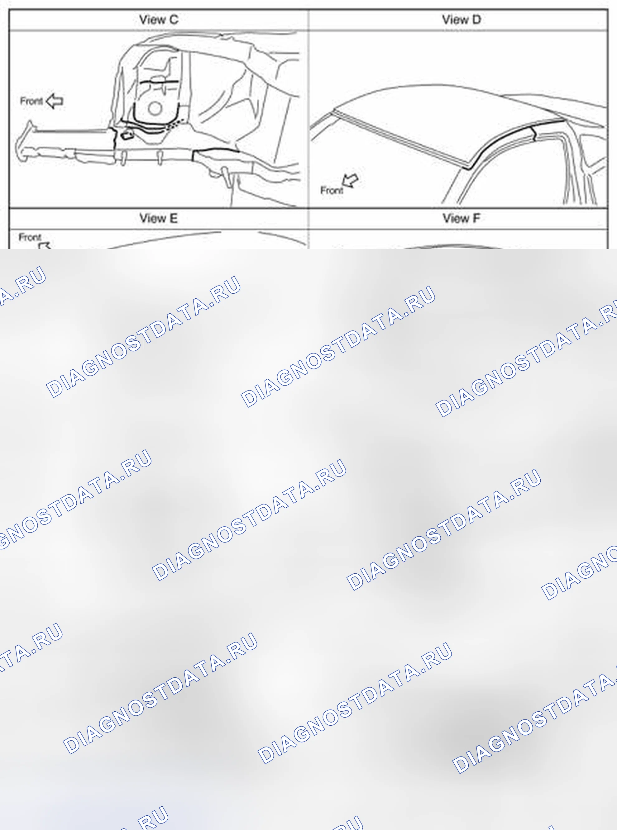Рис. 223: Определение точек уплотнения кузова для купе. Nissan 350Z I рестайлинг