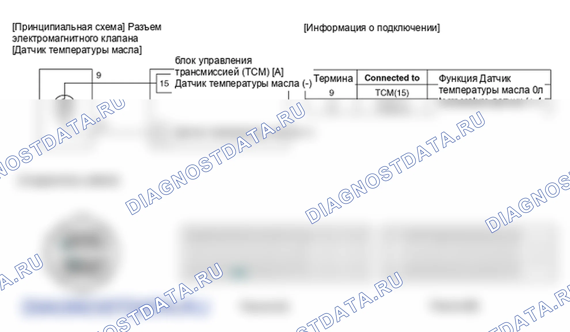 Фрагмент электросхемы: Датчик температуры масла трансмиссия. Hyundai Elantra V рестайлинг