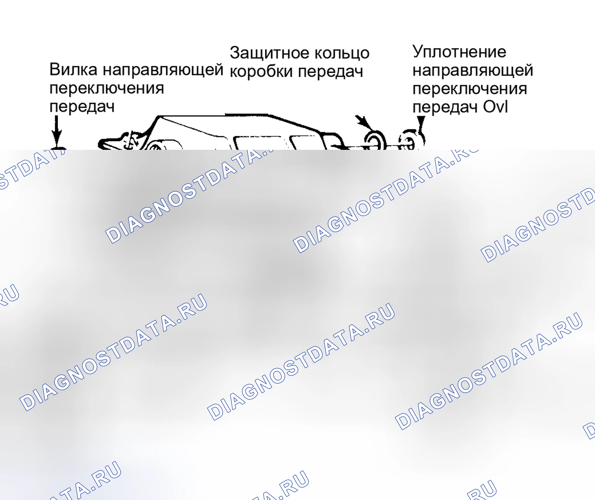 Рис. 14: Покомпонентный вид узла крышки коробки передач. AMC Eagle I