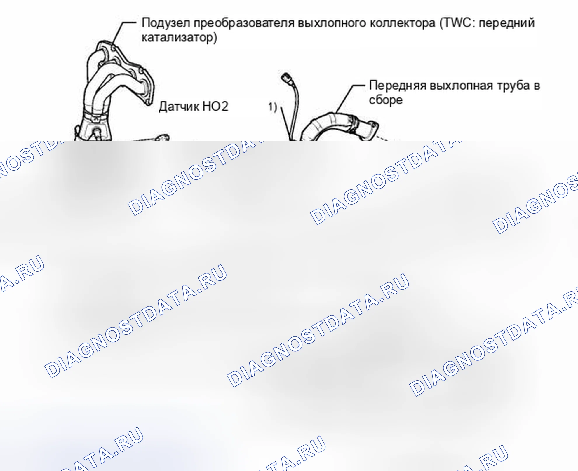 Рис. 158: РАСПОЛОЖЕНИЕ КАТАЛИЗАТОРА. Kia Sorento II