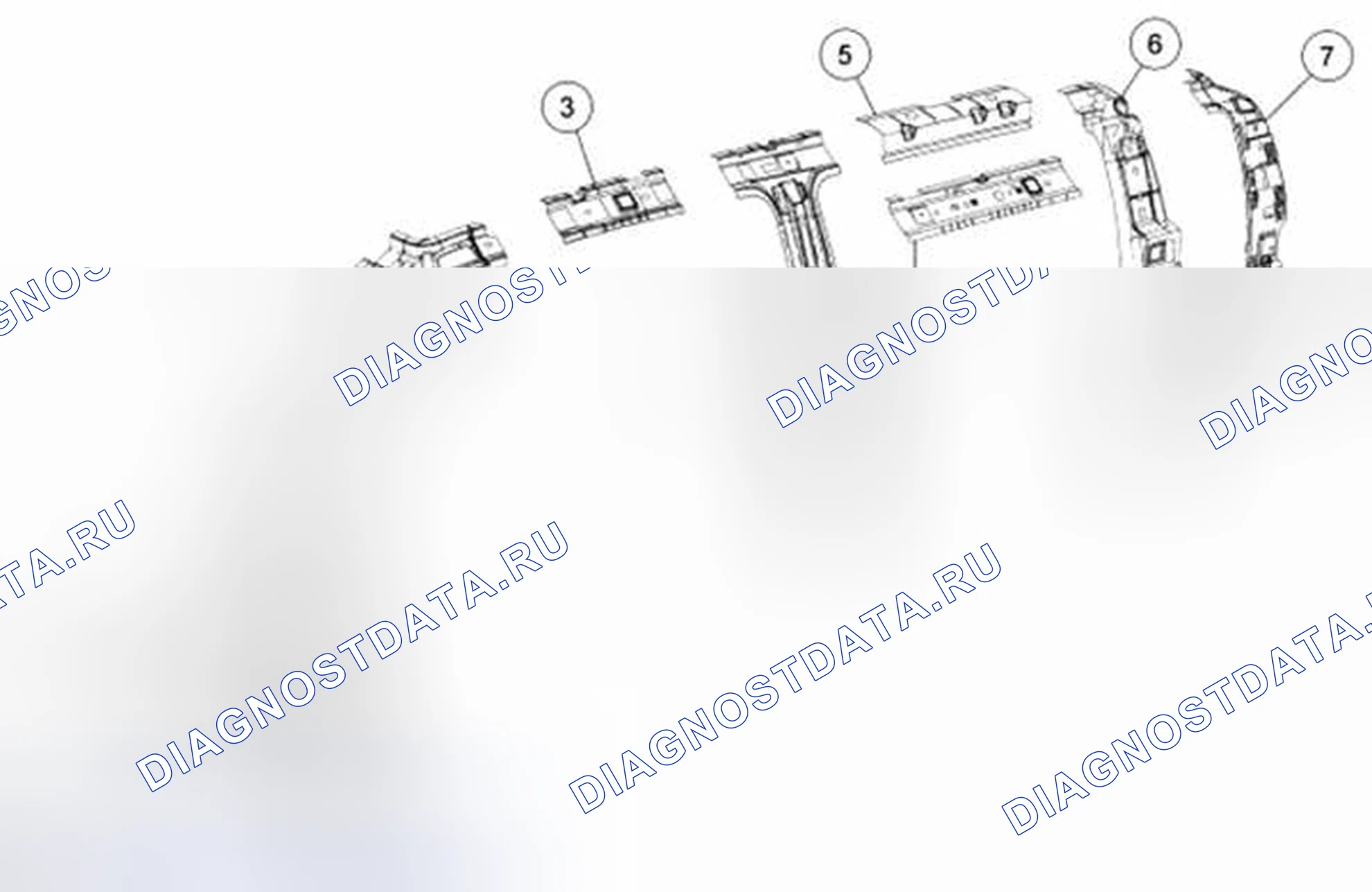 Рис. 134: Разнесенный вид - кабина экипажа. Ford Pickup F250 Super Duty II
