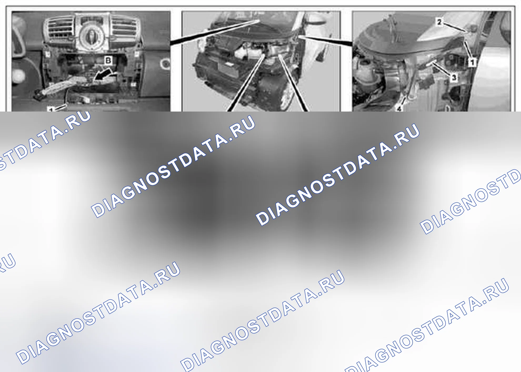 Рис. 47: Демонтаж / монтаж антенного кабеля - AR82,62-P-xtigx1 1200MCC. Kia Soul I