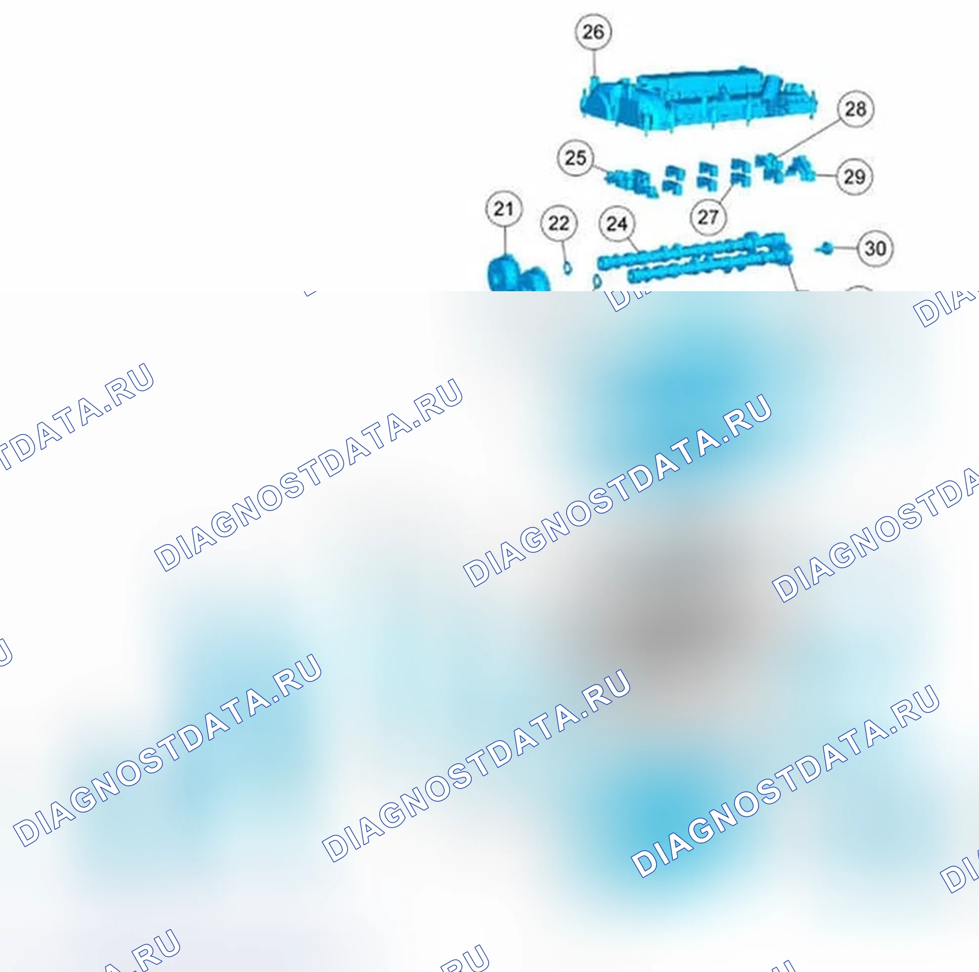 Рис. 402: Двигатель - передний и верхний компоненты. Ford Escape III