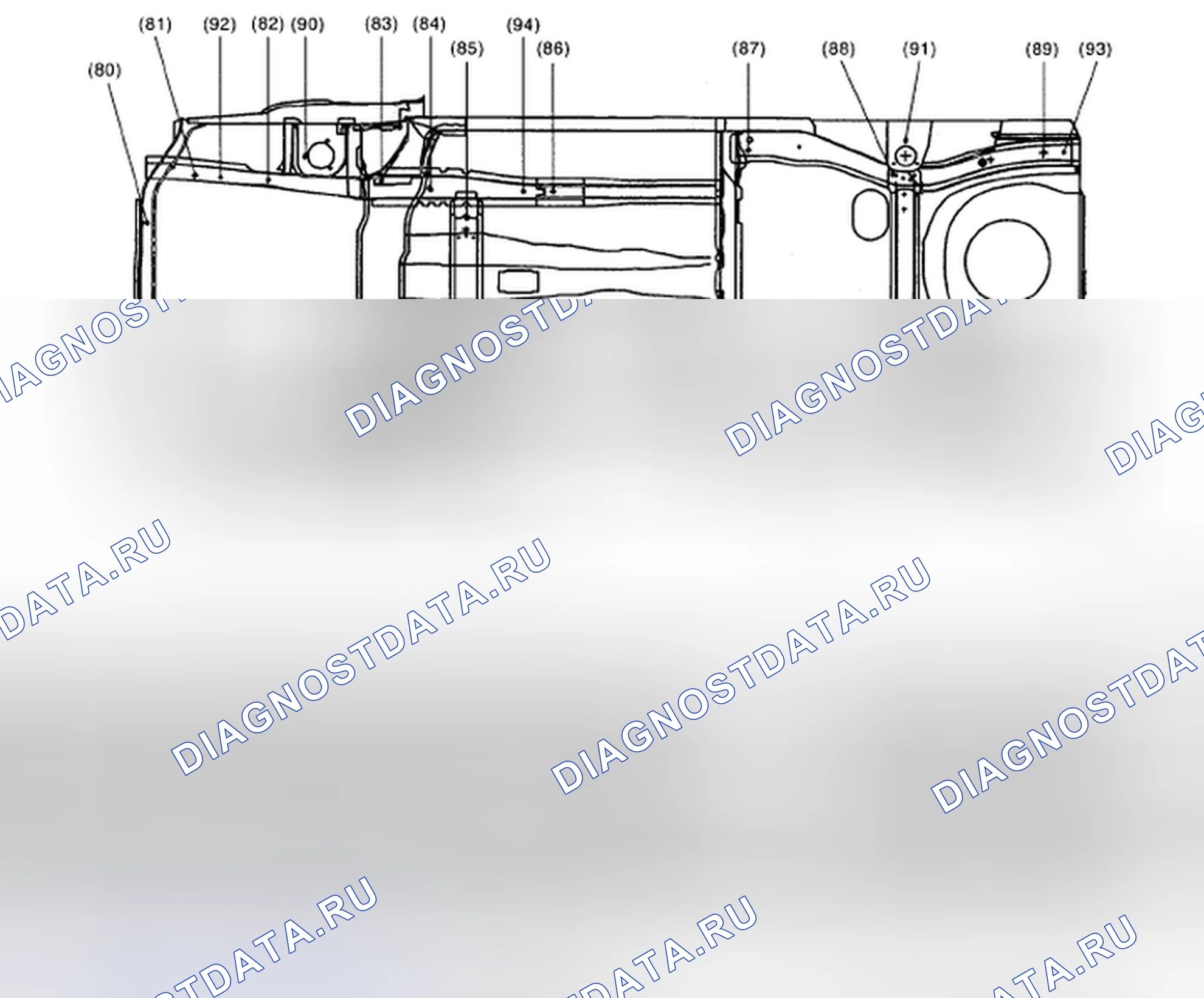 Рис. 44: Определение опорных точек нижней части тела. Subaru Impreza GD/GC/GG рестайлинг 2