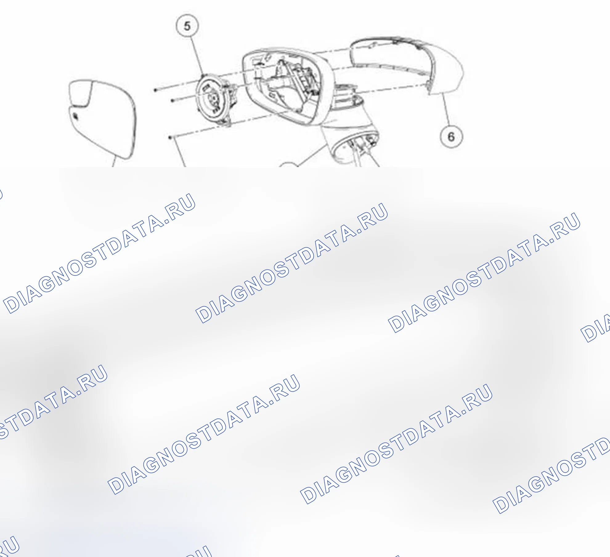 Рис. 33: Наружные зеркала - покомпонентный вид. Ford Fiesta Mk6