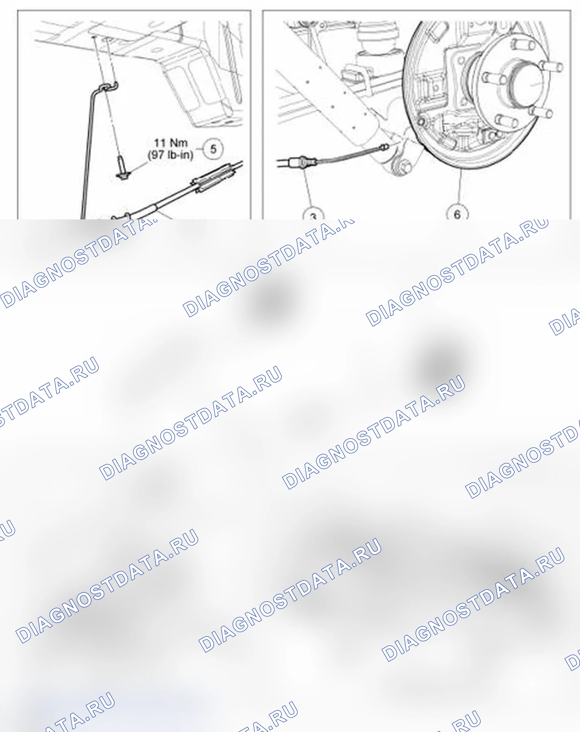 Рис. 3: Стояночный тормоз (Вид 3 из 3). Ford Transit Connect I рестайлинг