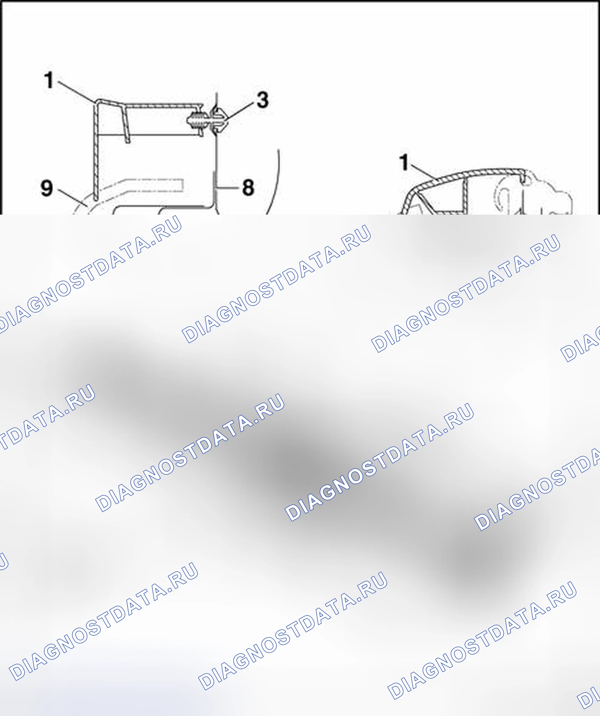 Рис. 24: Отделка панели подоконника (Golf 4-дверь), обзор сборки. Volkswagen Golf Mk4