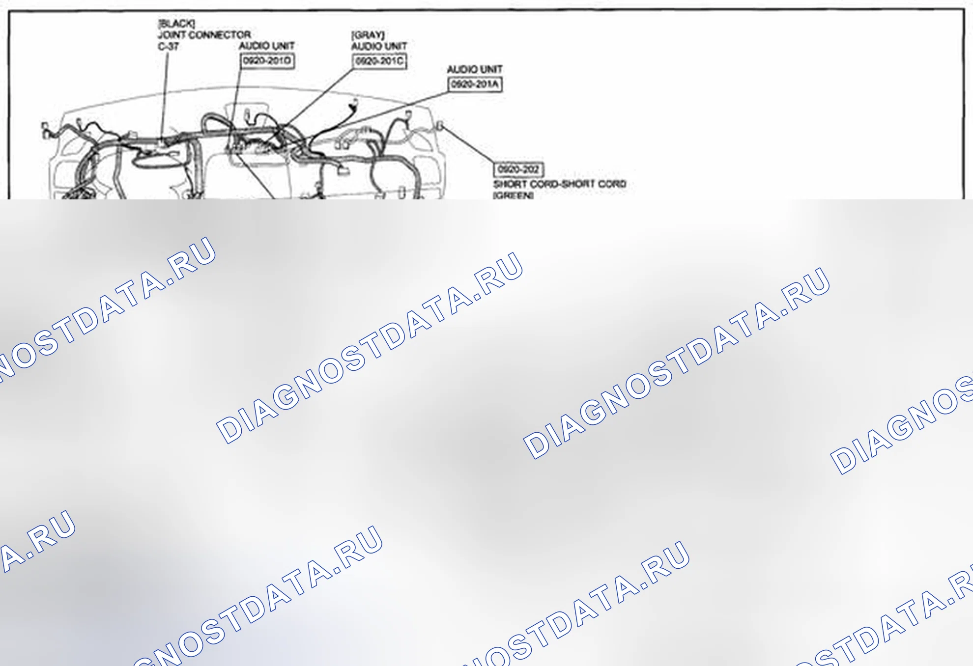 Рис. 202: Схема прокладки кабелей аудиосистемы (0920-2b) 2 из 2. Mazda CX-5 I