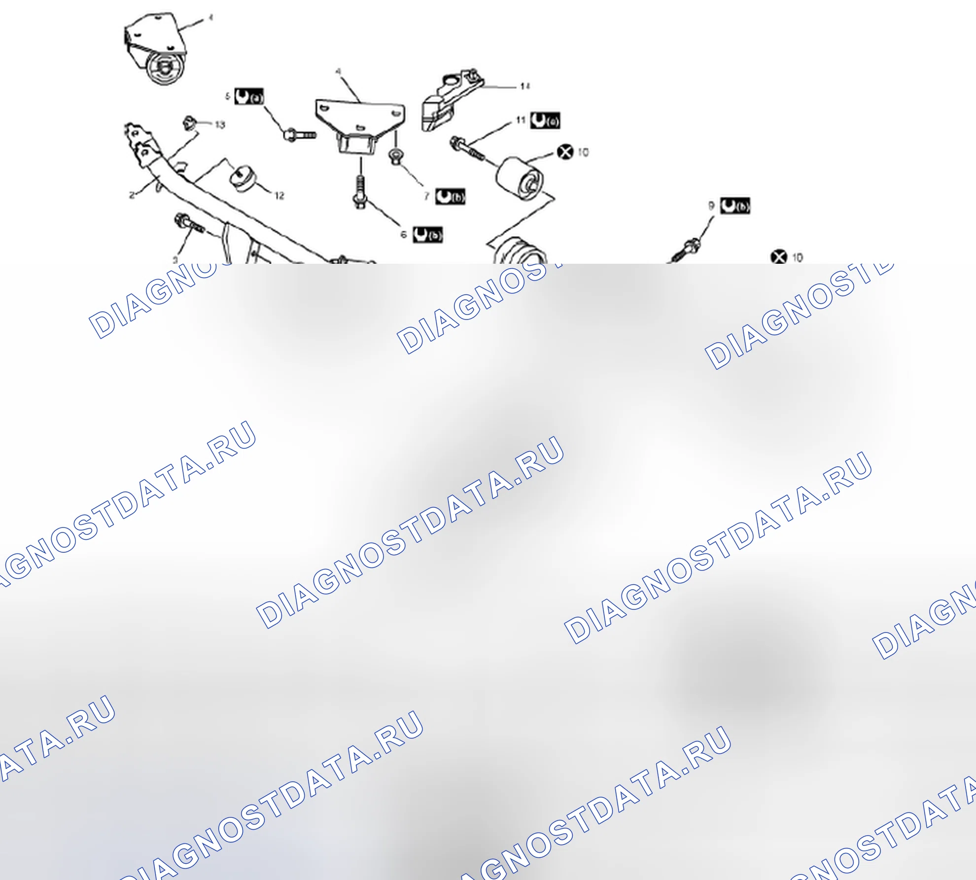 Рис. 18: Компоненты крепления заднего дифференциала. Suzuki SX4 I