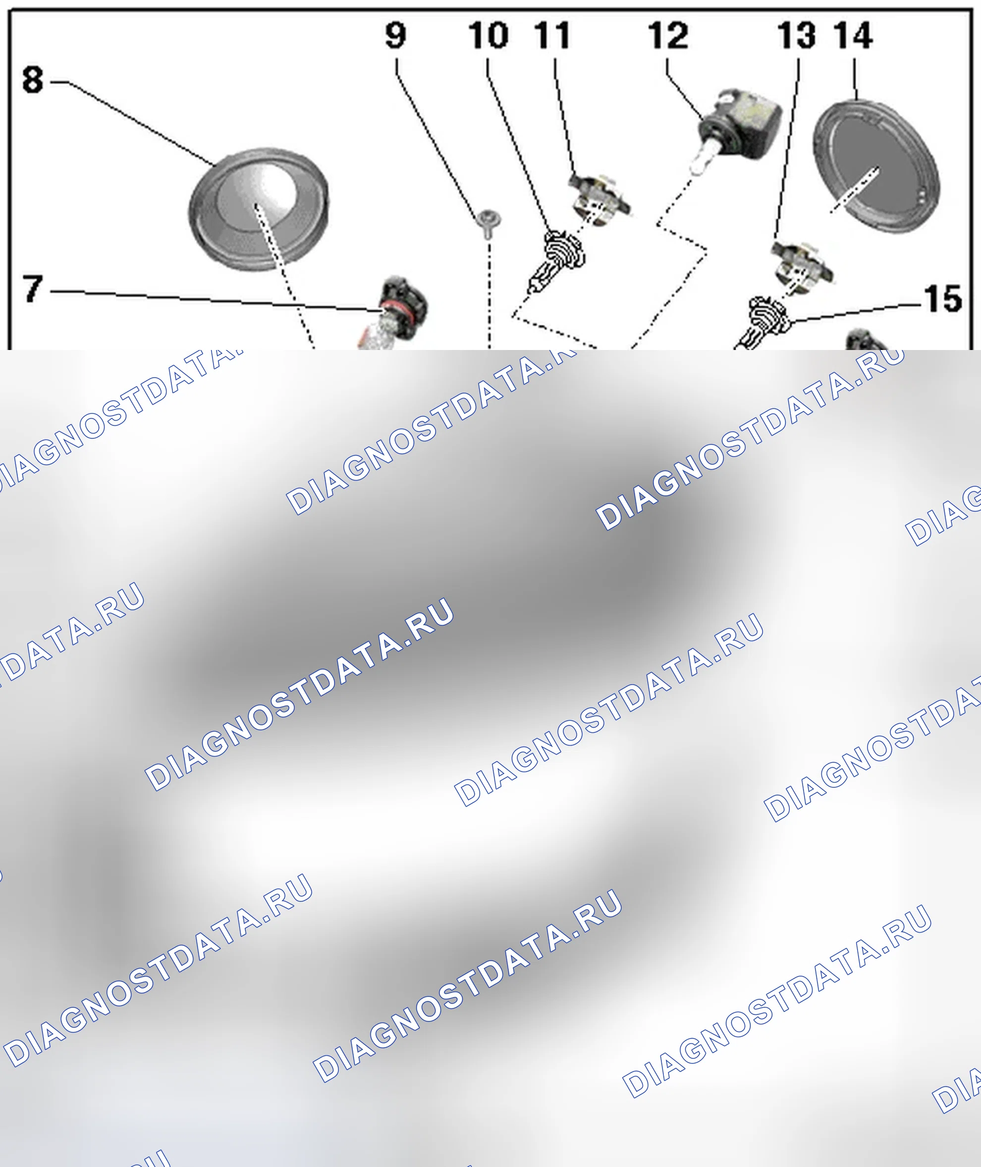 Рис. 4: ОБЗОР СБОРКИ ГАЛОГЕННЫХ ФАР, ОТ 06.2008. Audi A3 8P рестайлинг