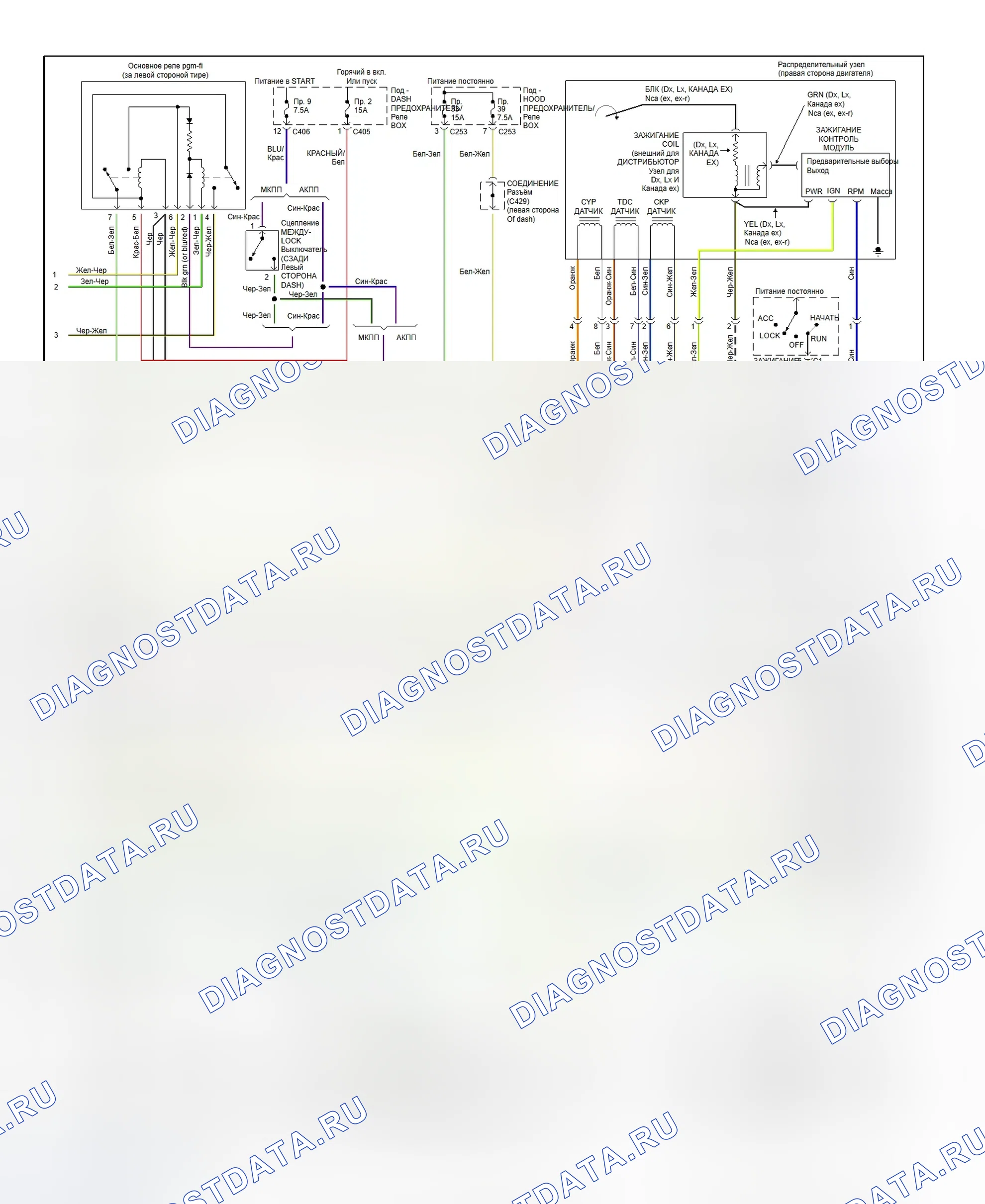 Рис. 112: электросхема (Accord 2.2L - 2 из 2). Honda Accord V