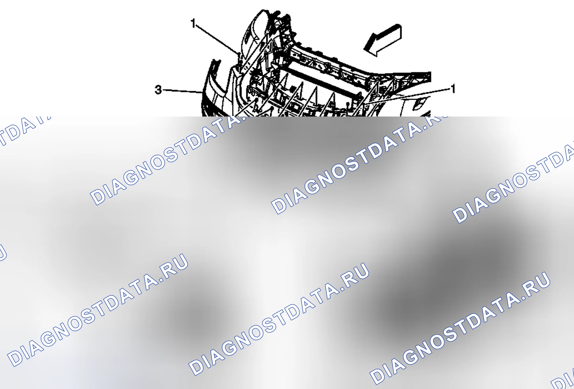 Рис. 38: Замена передней бампера (анклав). Chevrolet Traverse I