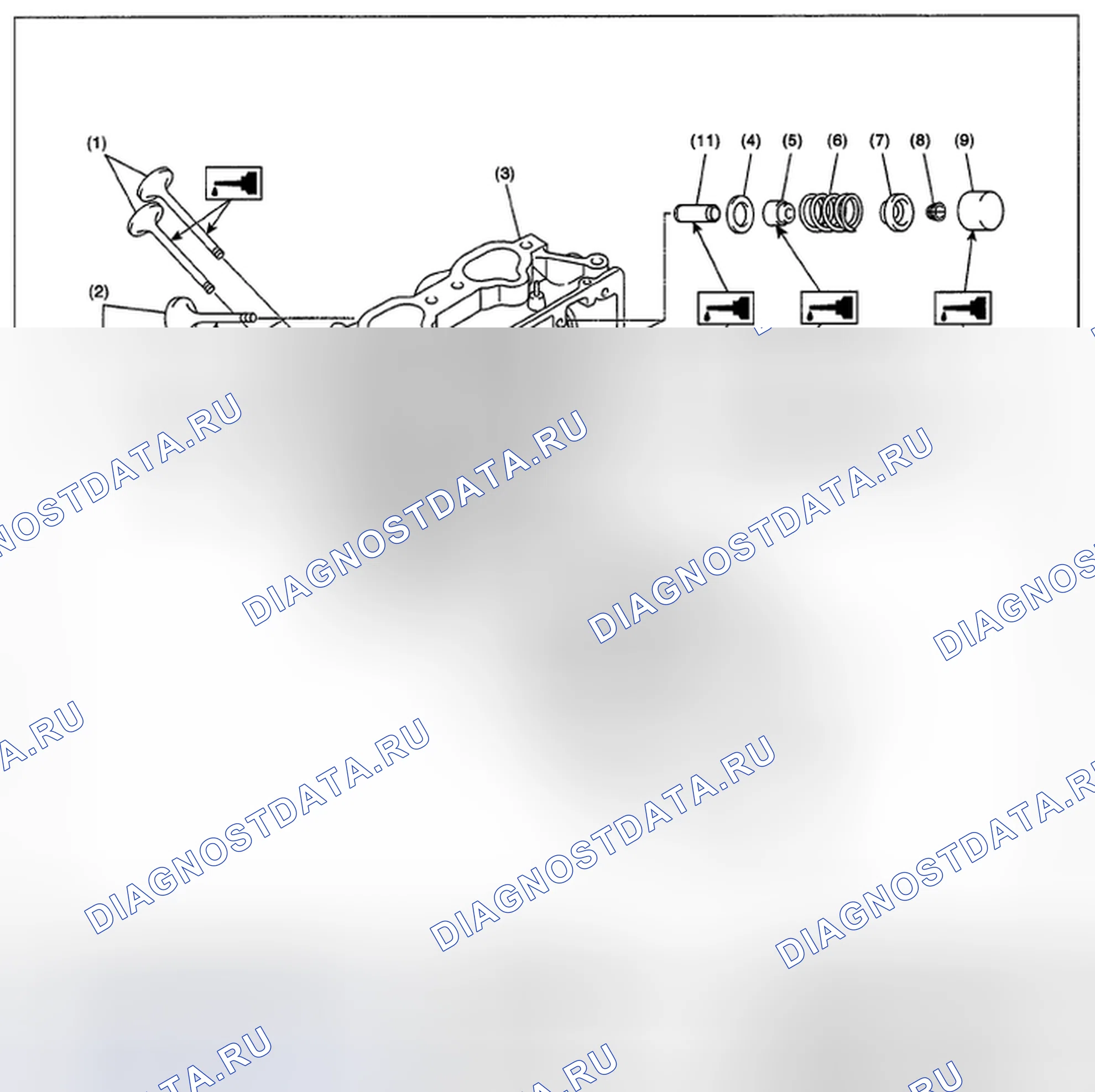 Рис. 75: ГОЛОВКА ЦИЛИНДРА И КЛАПАН В СБОРЕ. Subaru Impreza GH