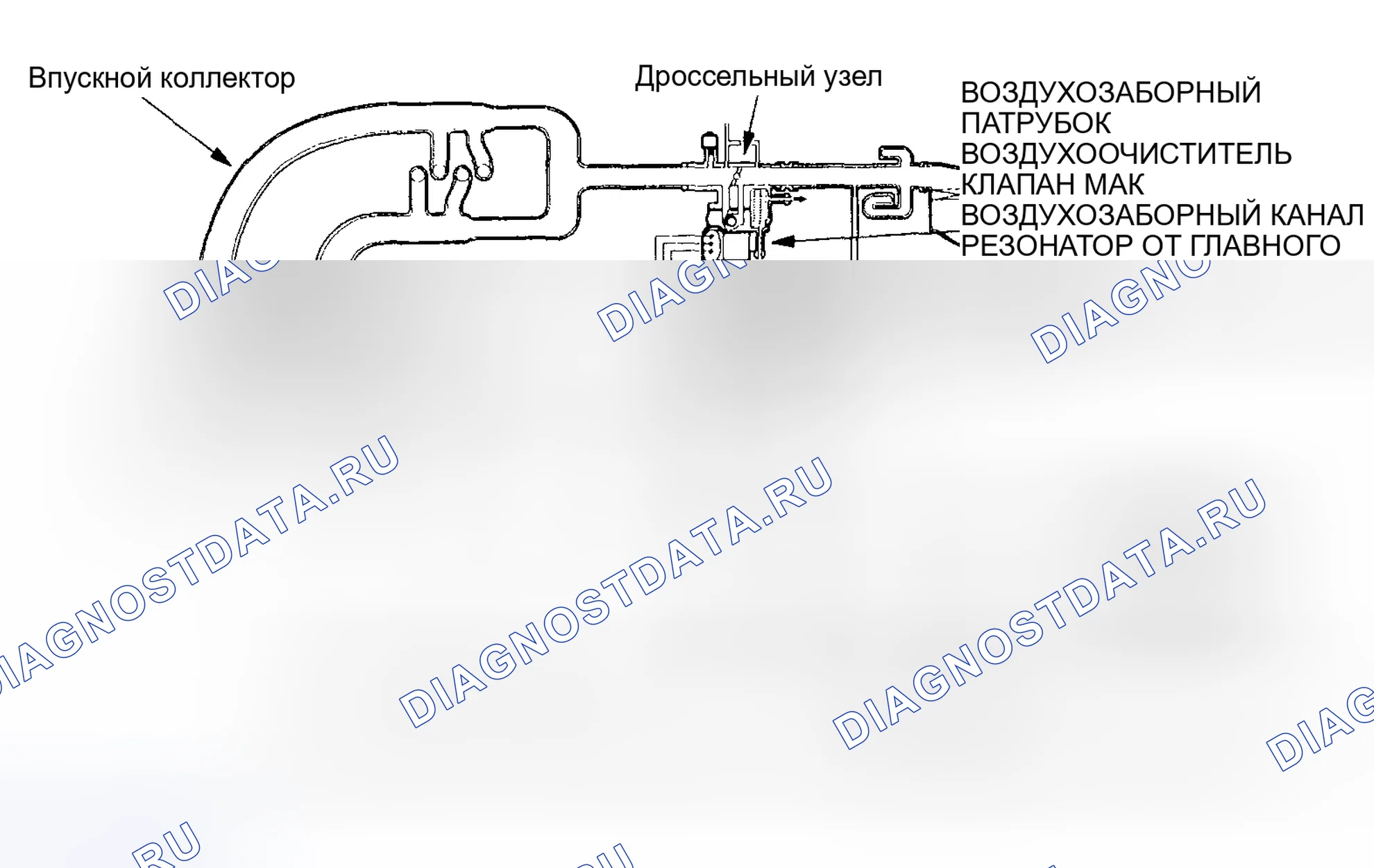 Рис. 49: Схема системы забора воздуха. Honda Pilot I