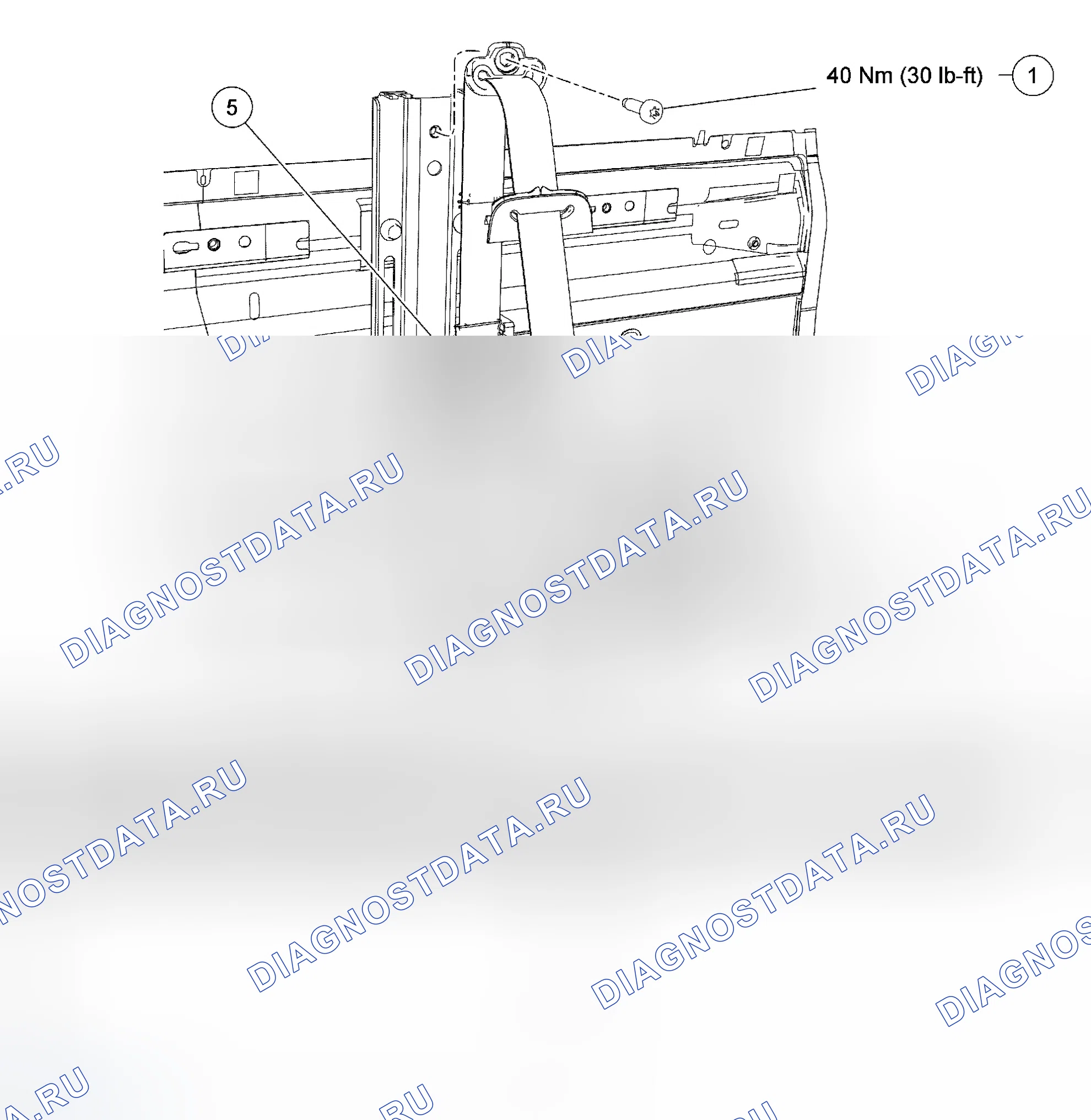 Рис. 74: Без съемной анкерной пряжки (поздняя сборка). Ford Pickup F350 Super Duty 