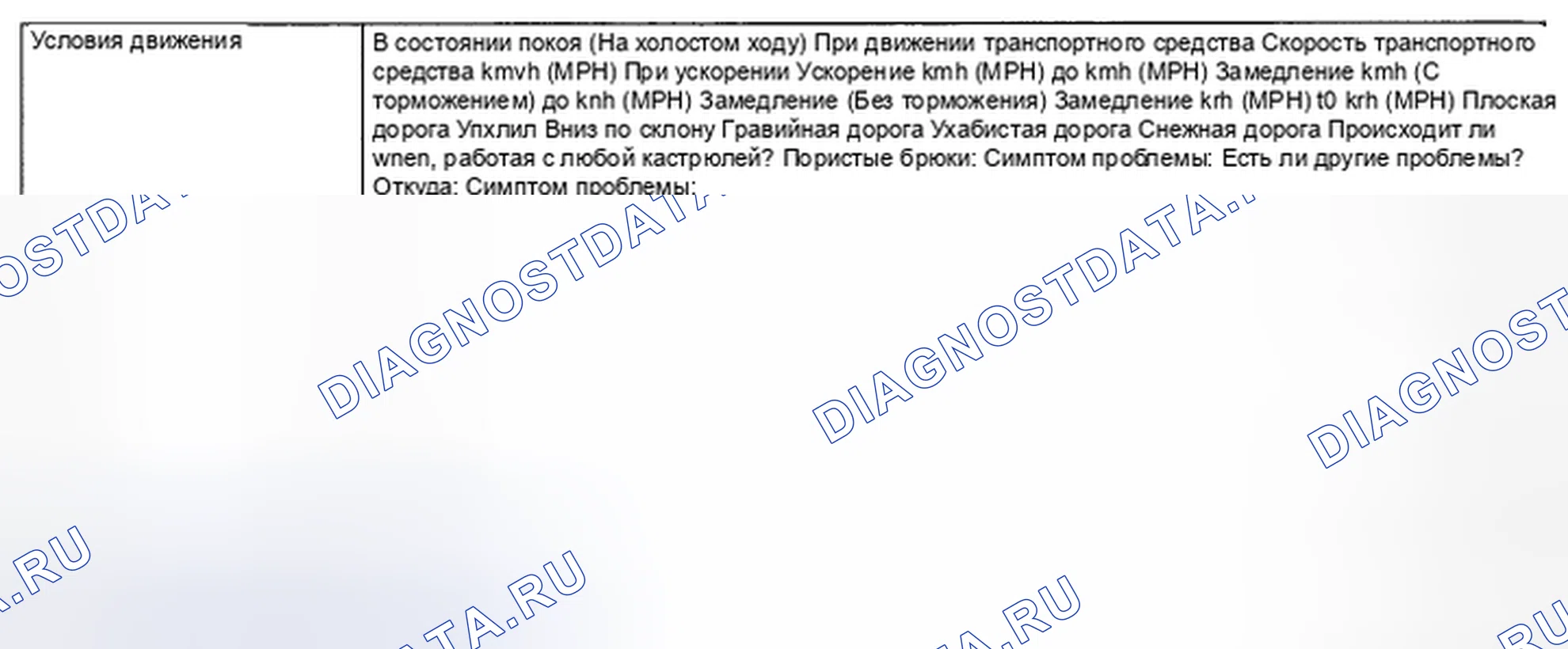 Рис. 23: УСЛОВИЯ ВОЗНИКНОВЕНИЯ НЕИСПРАВНОСТЕЙ. Subaru Impreza WRX GH