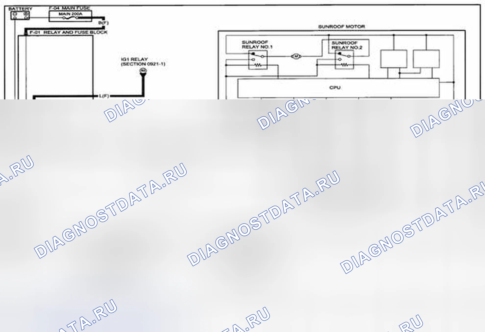 Рис. 167: электросхема люка (0915-1) 1 из 2. Mazda CX-5 I