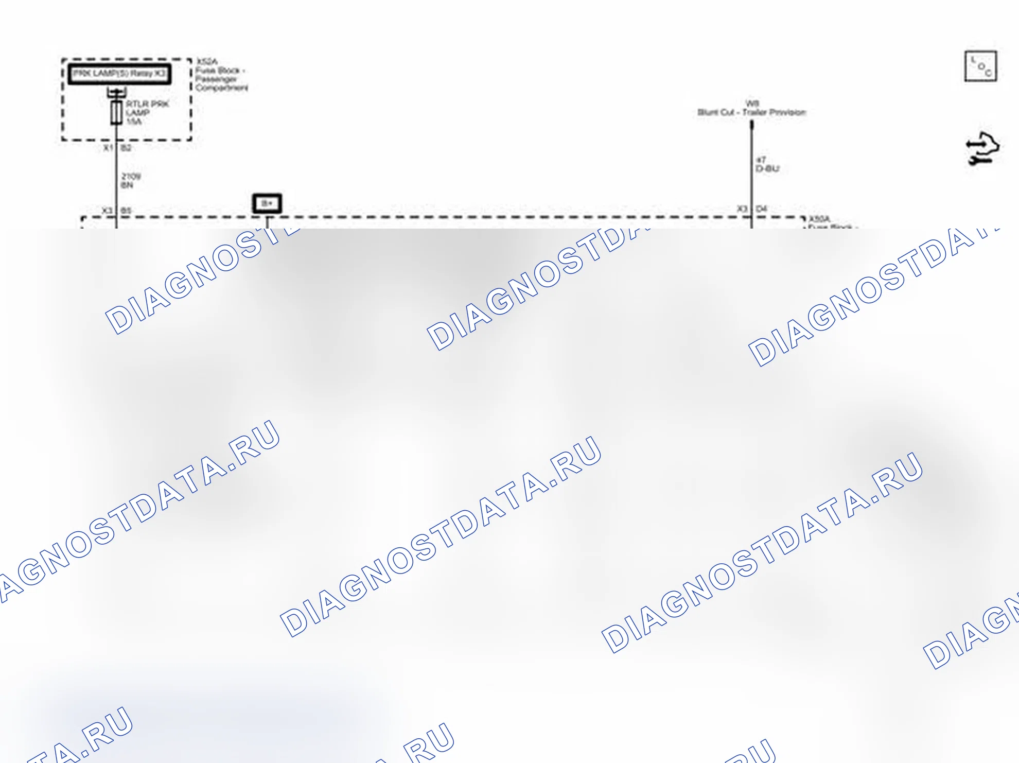 Рис. 196: Схема разводки разъема прицепа/электропроводки. Chevrolet Express G1500 