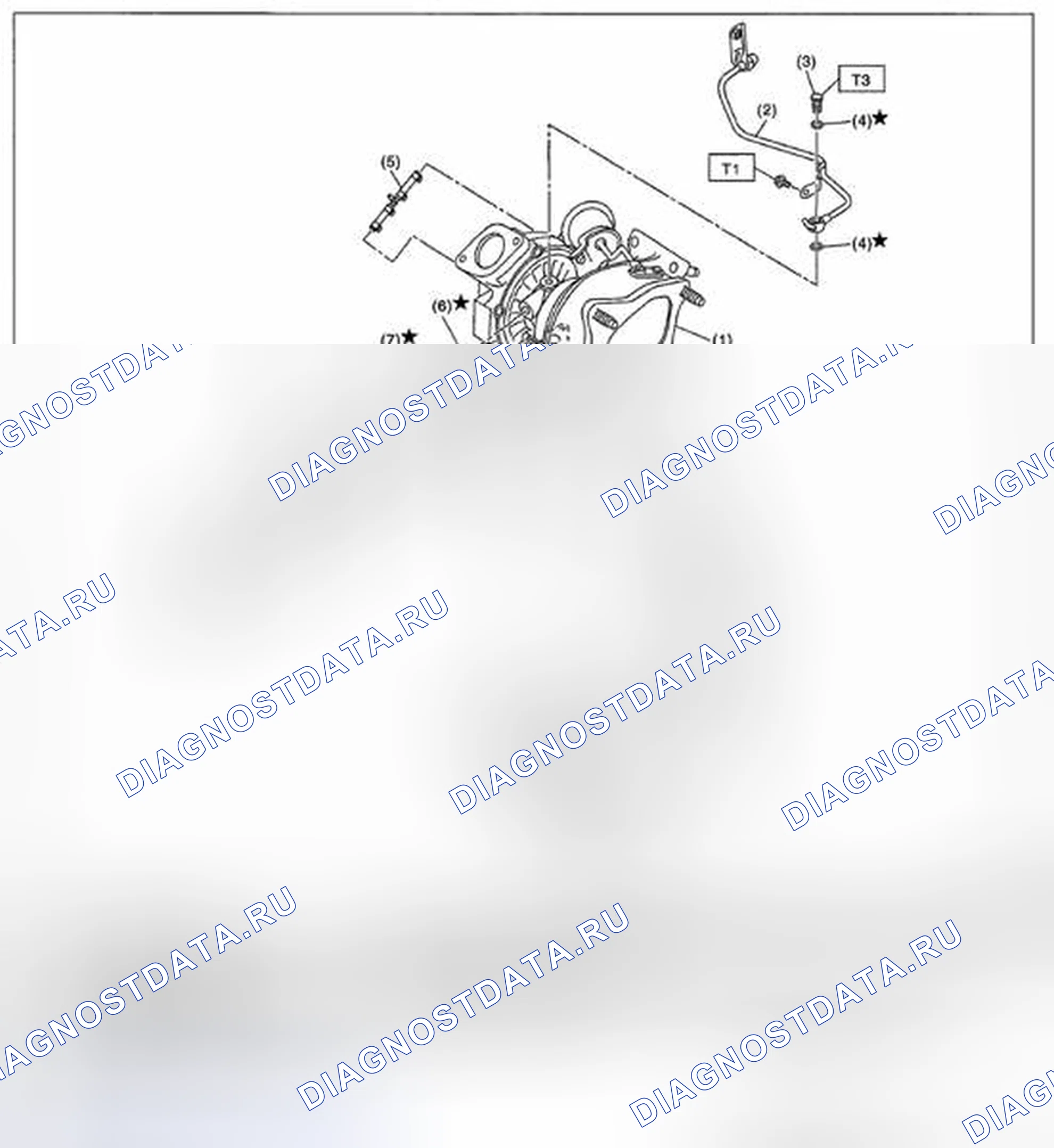Рис. 688: ТУРБОНАГНЕТАТЕЛЬ. Subaru Legacy BM/BR