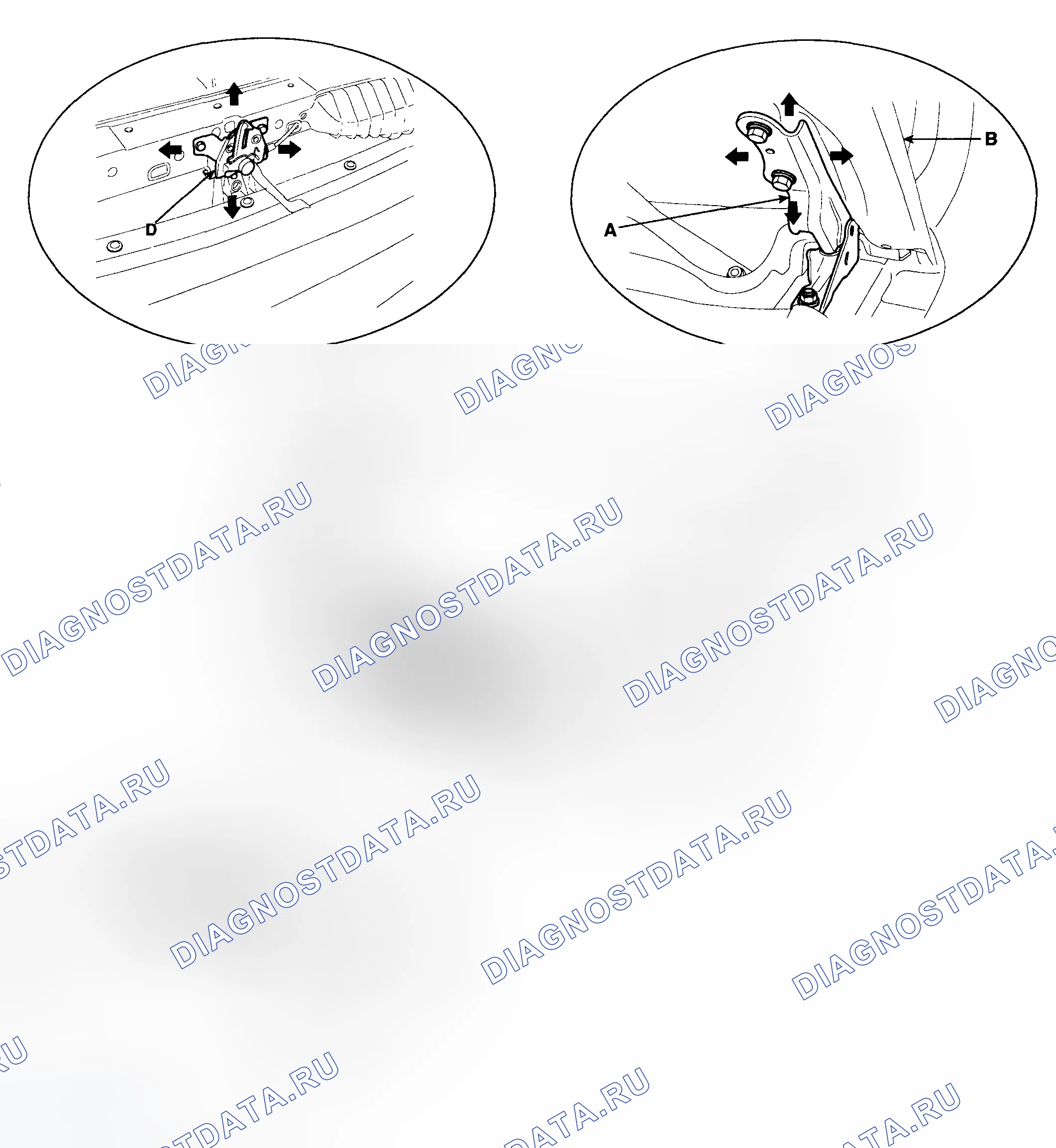 Рис. 19: РЕГУЛИРОВКА КАПОТА. Hyundai Tucson I